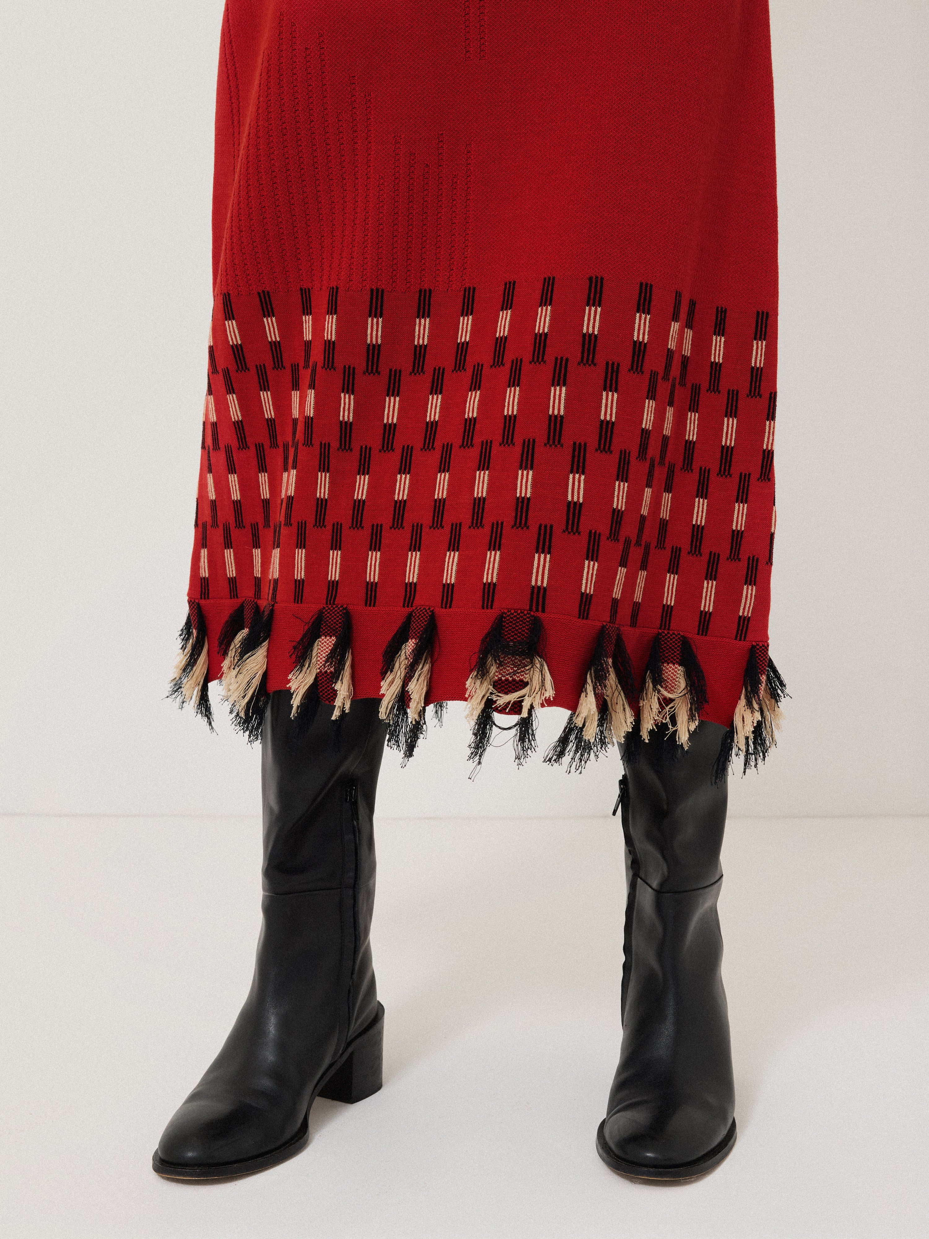 Fringe Texture Knit Dress | Orange - Image 4