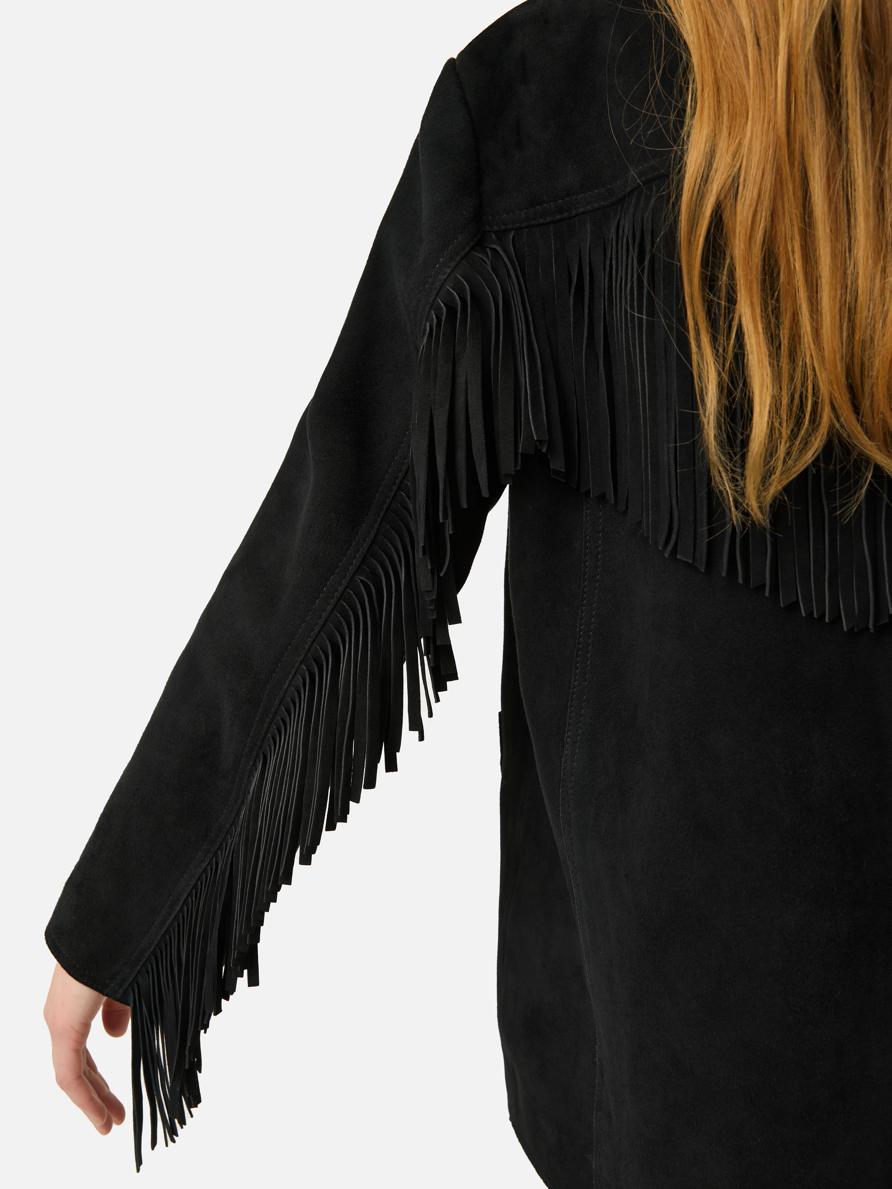 Fringed Suede Jacket | Black - Image 5