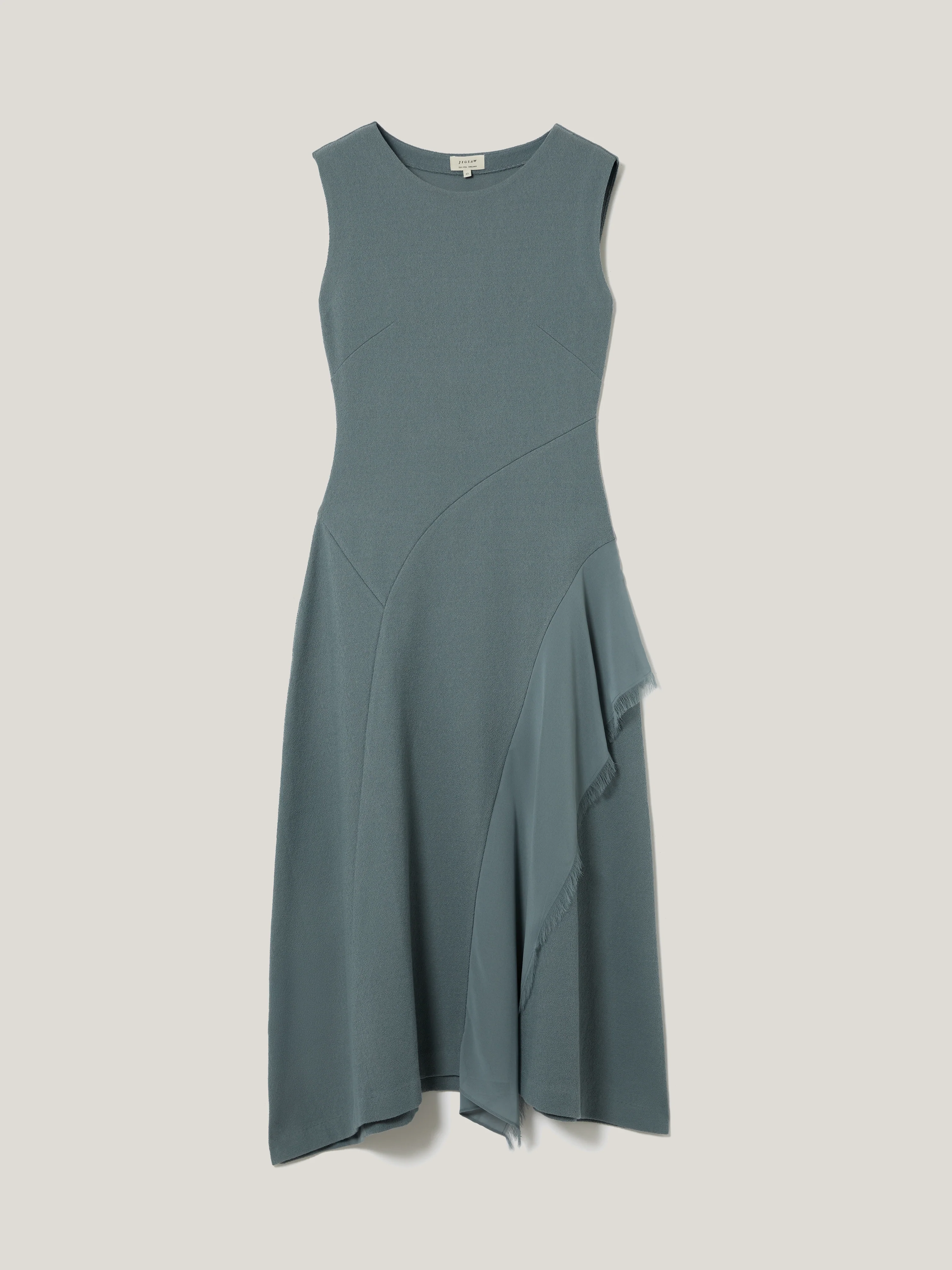 Georgette Ruffle Jersey Dress | Blue - Image 6