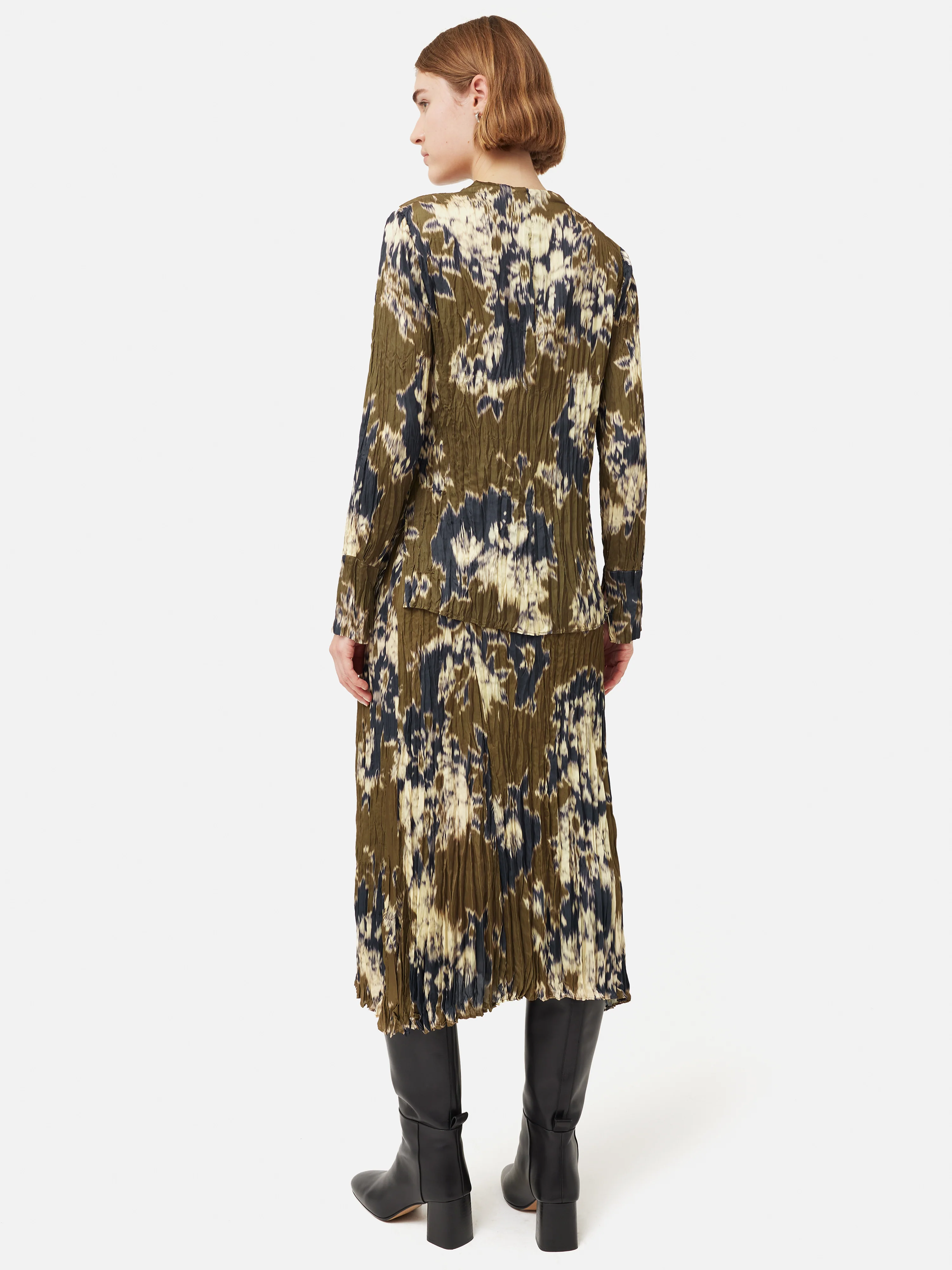 Glitched Ikat Crinkled Top | Green - Image 5