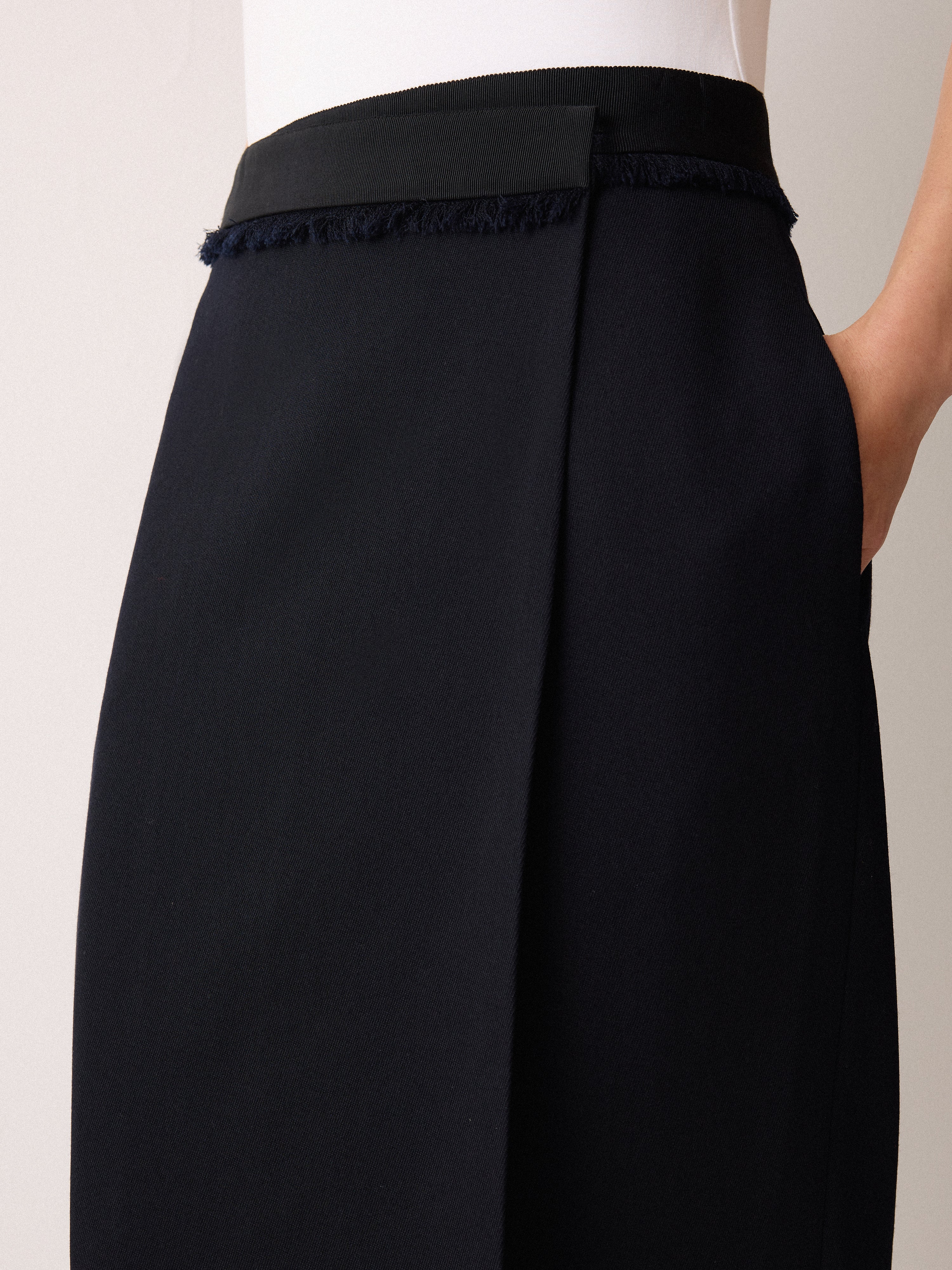 Grosgrain Trim Wrap Skirt | Dark Navy - Image 4