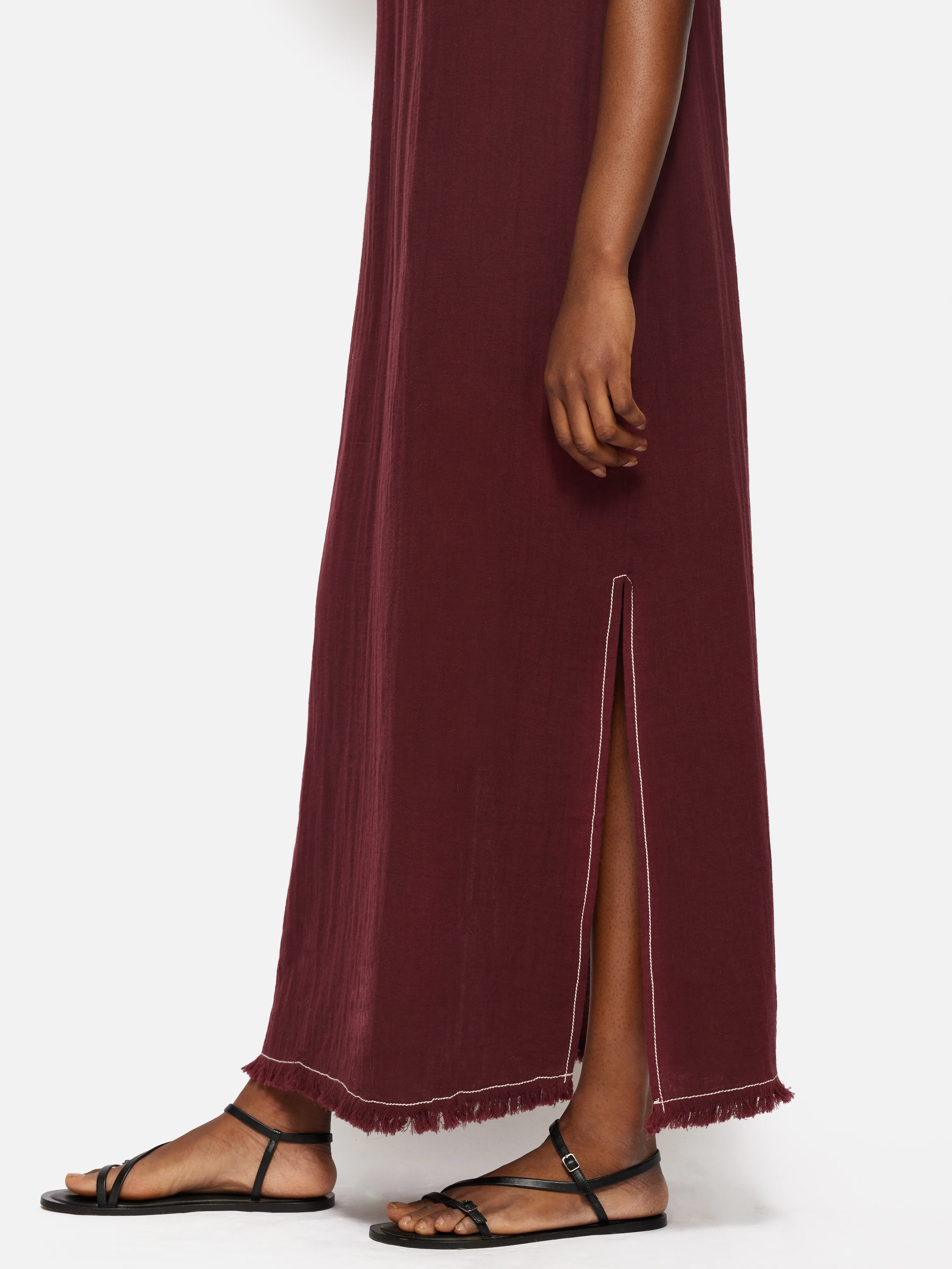 Halter Neck Cheesecloth Dress | Burgundy - Image 2
