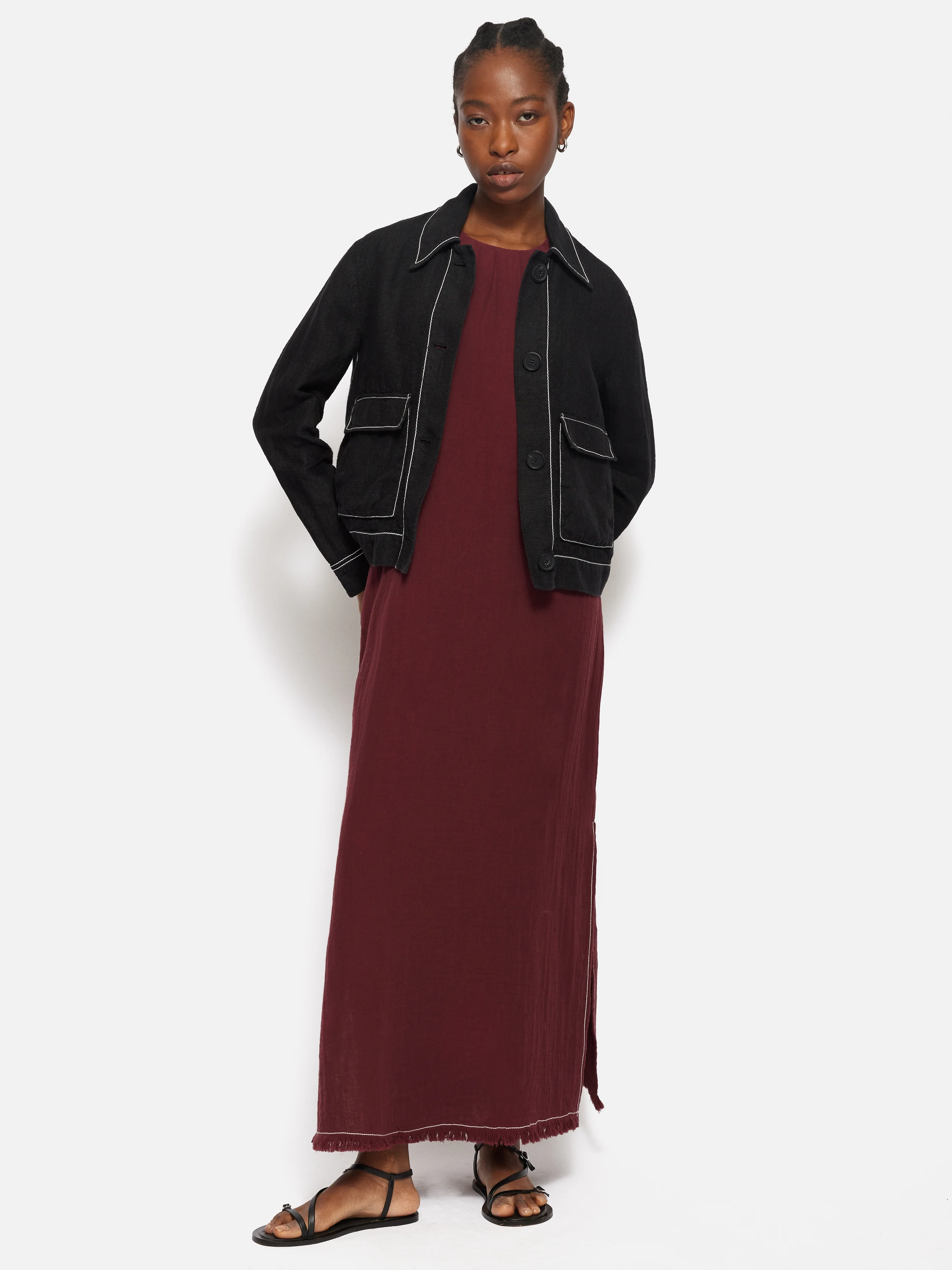 Halter Neck Cheesecloth Dress | Burgundy - Image 6