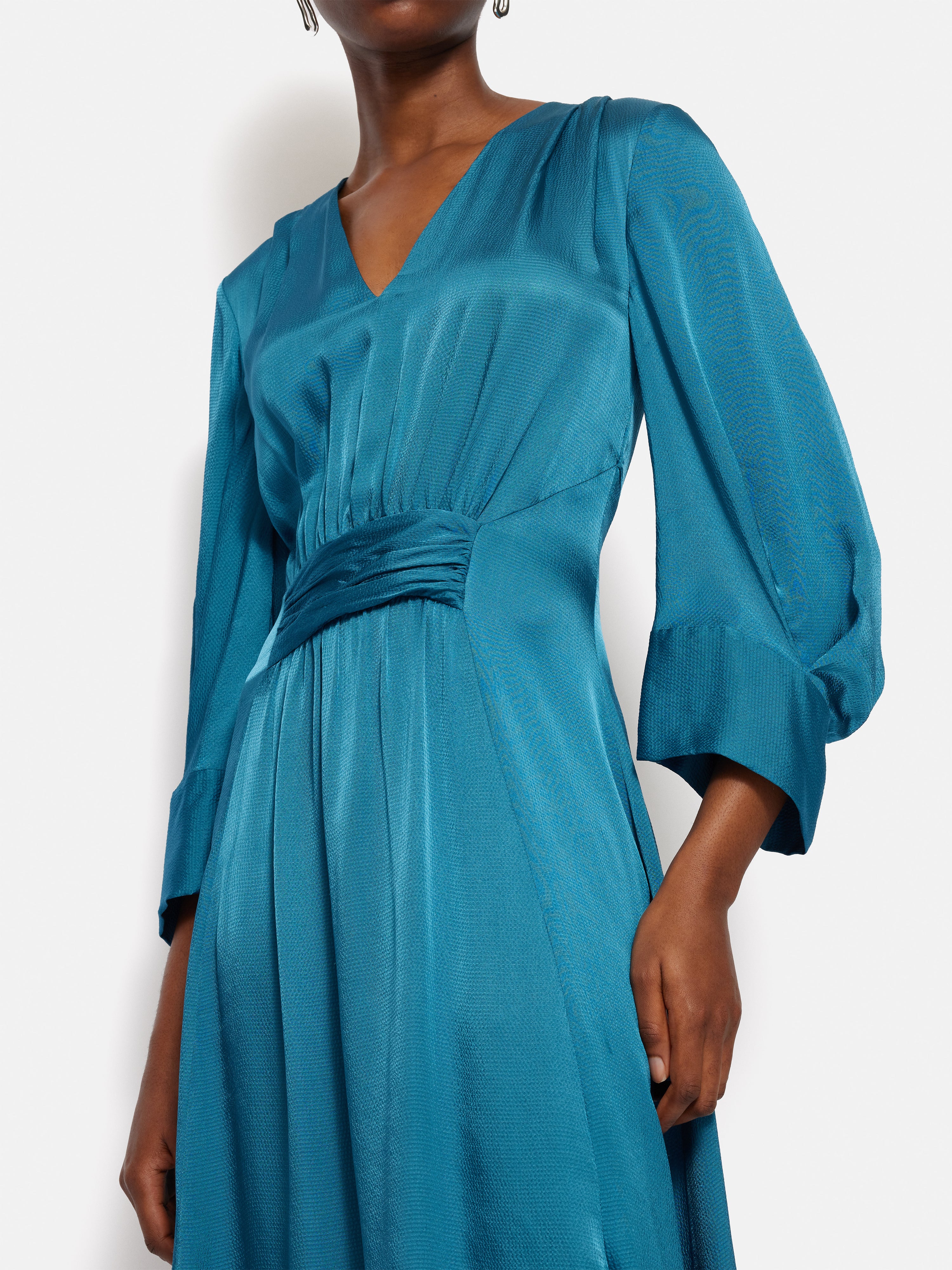 Hammered Satin Midi Dress | Blue - Image 3