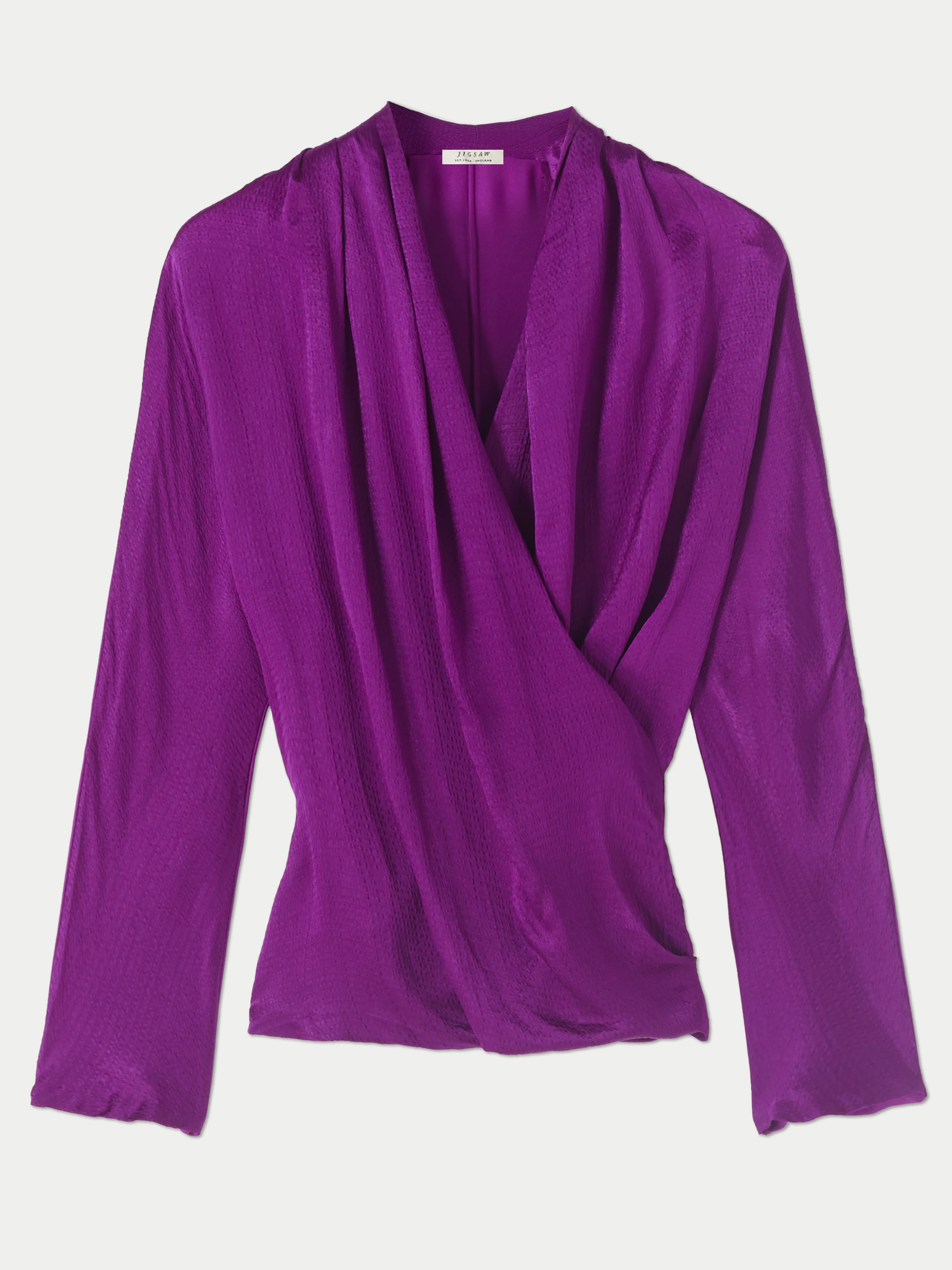 Hammered Satin Wrap Front Top | Purple - Image 6