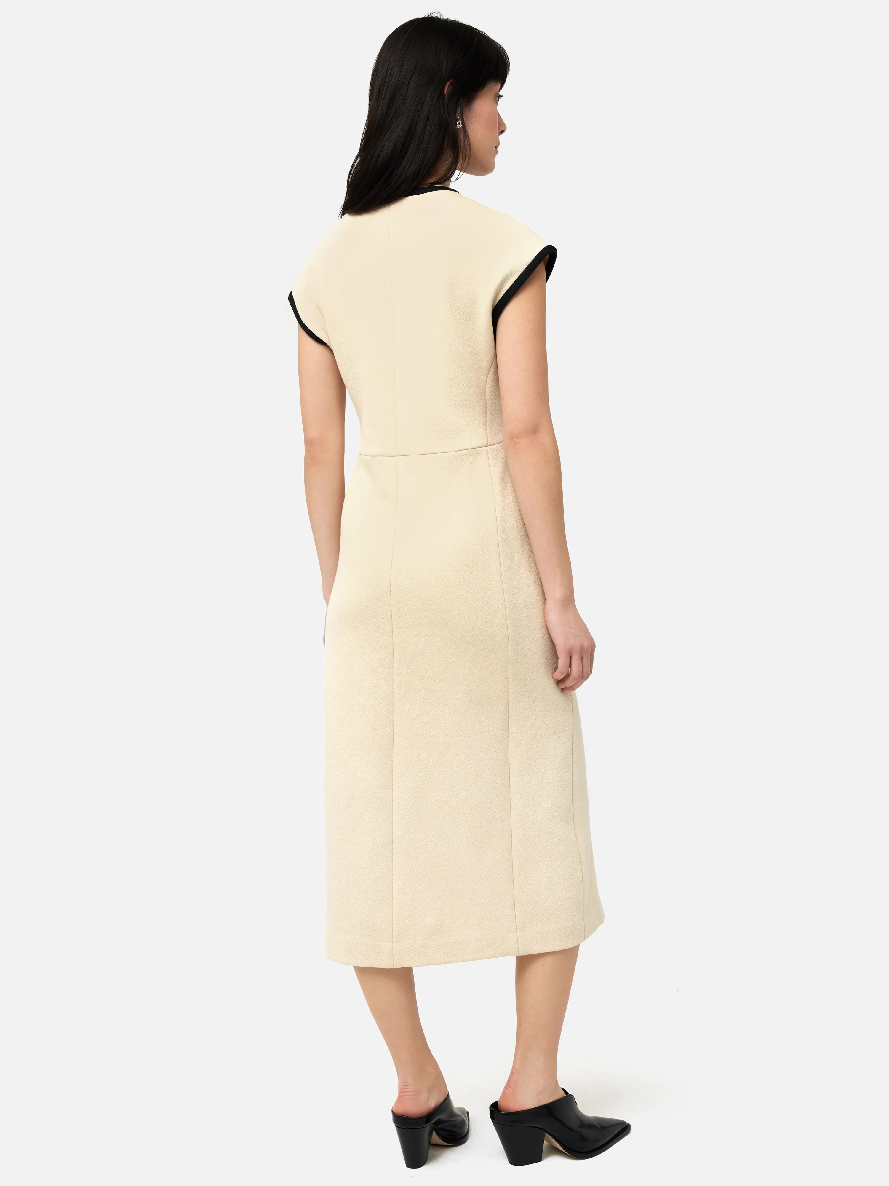 Heavy Crepe Zip Column Dress | Cream - Image 4