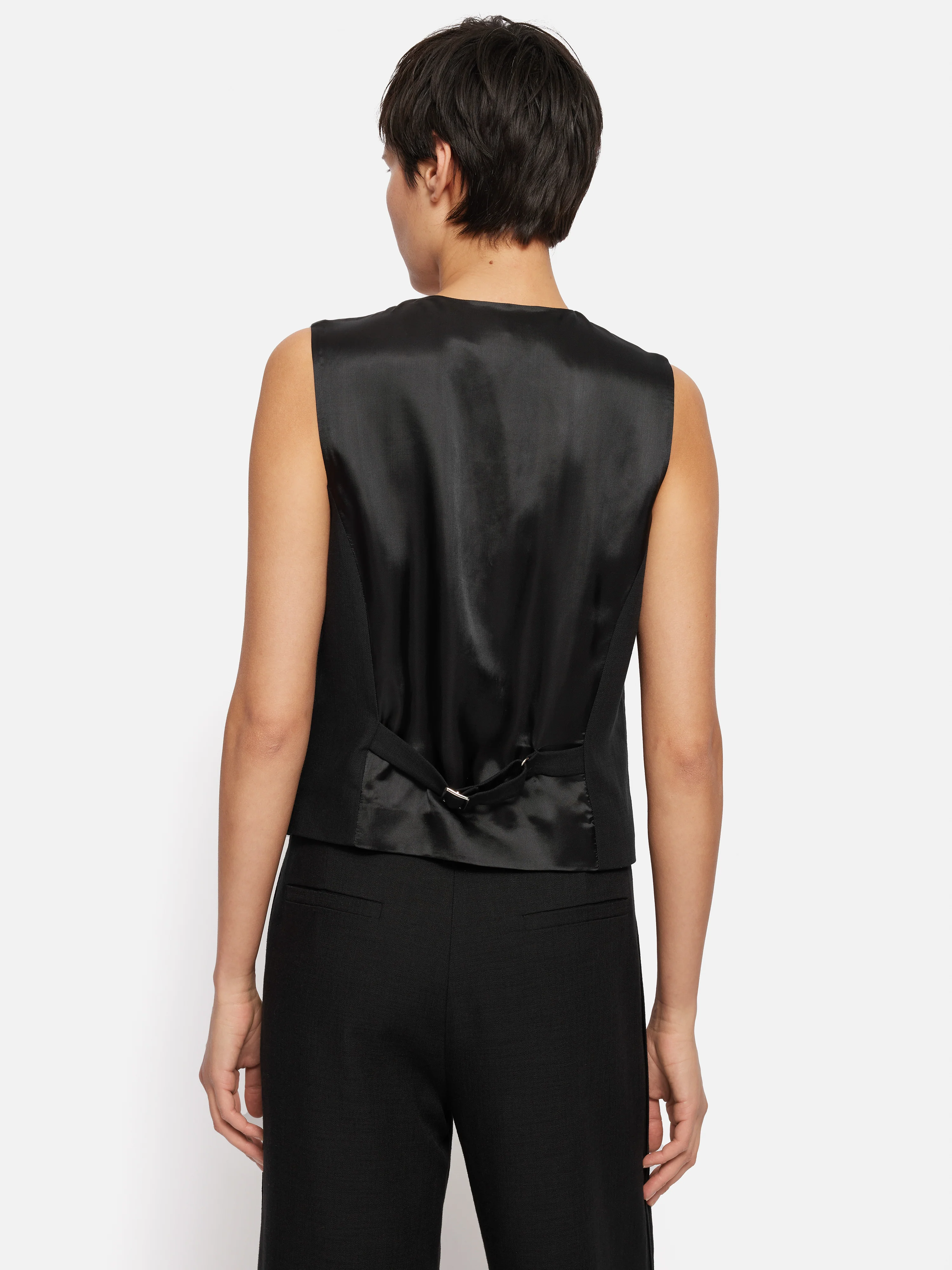 Hopsack Tailored Waistcoat | Black - Image 5