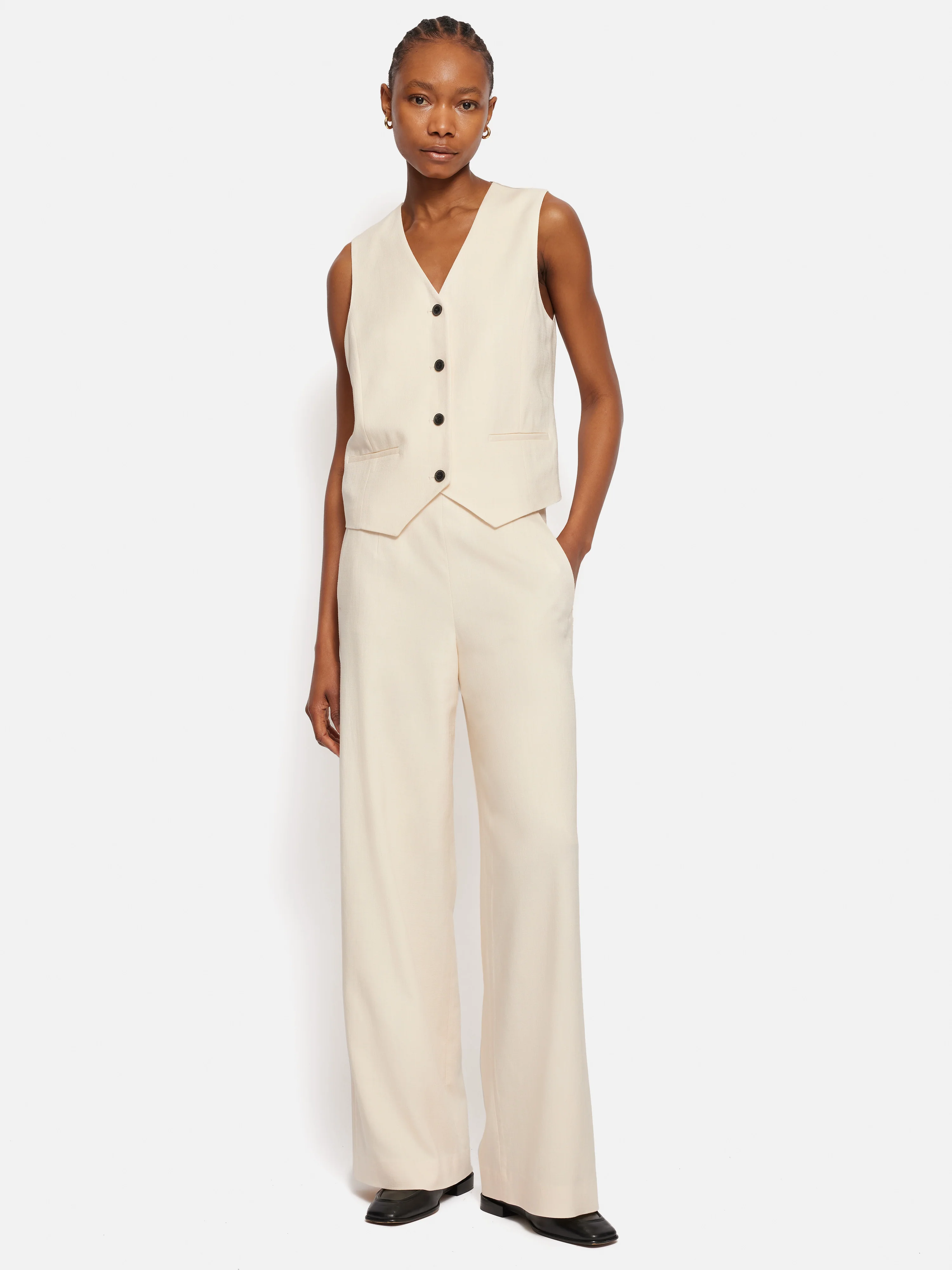 Hopsack Tux Trouser | Cream - Image 3
