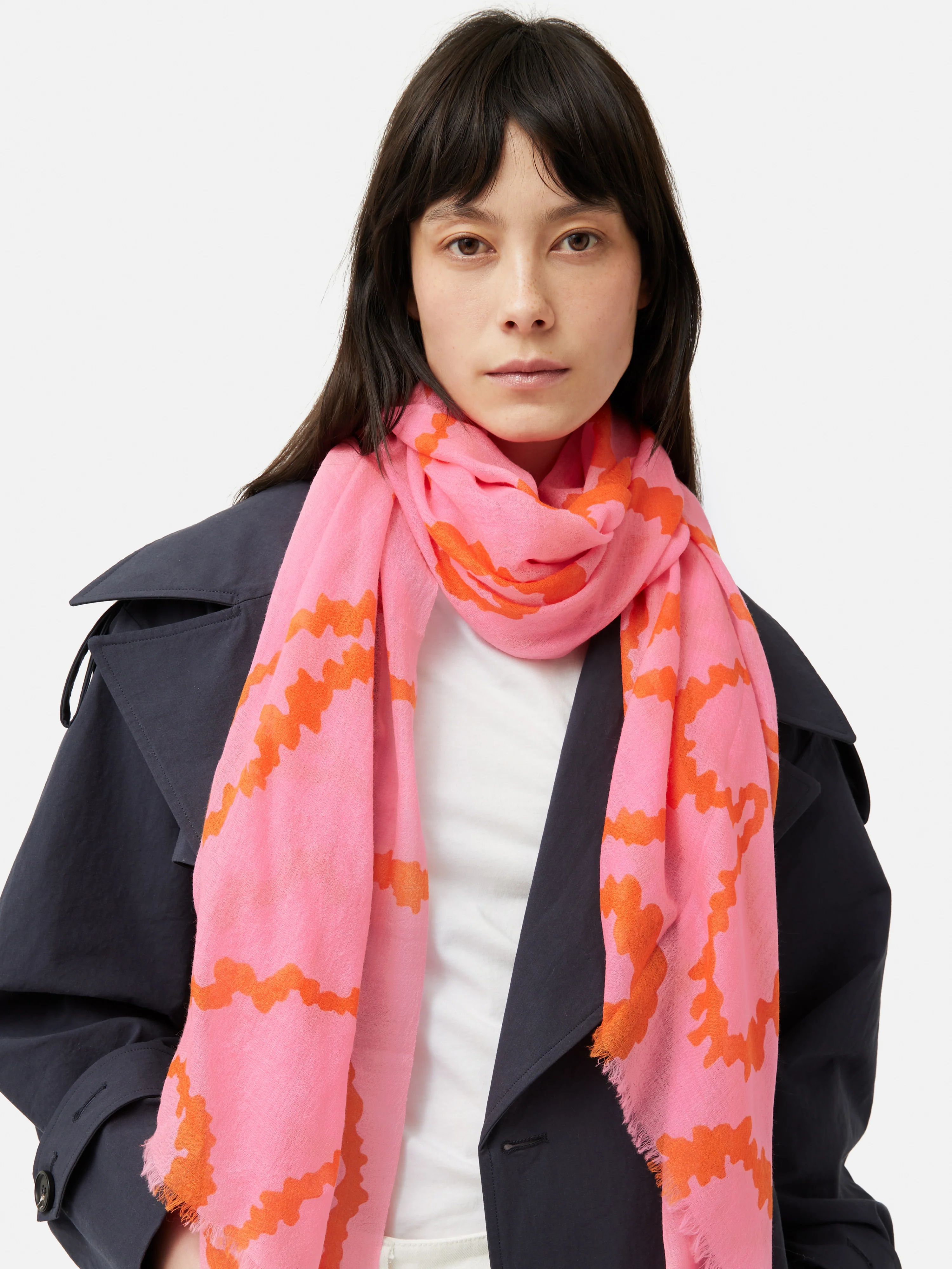 Hydra Coral Gauze Wool Silk Scarf | Pink - Image 4