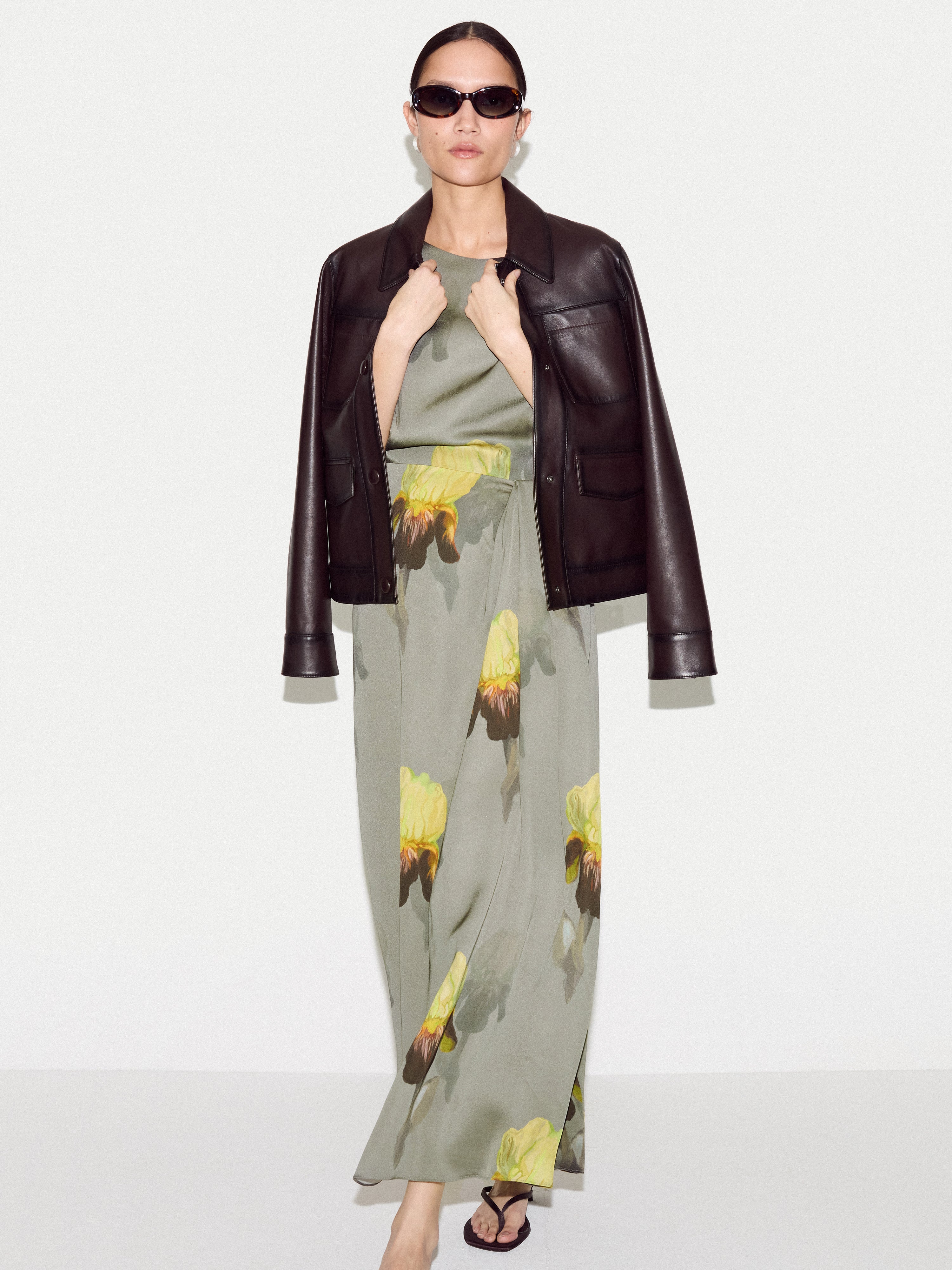 Iris Cap Sleeve Satin Dress | Green - Image 4