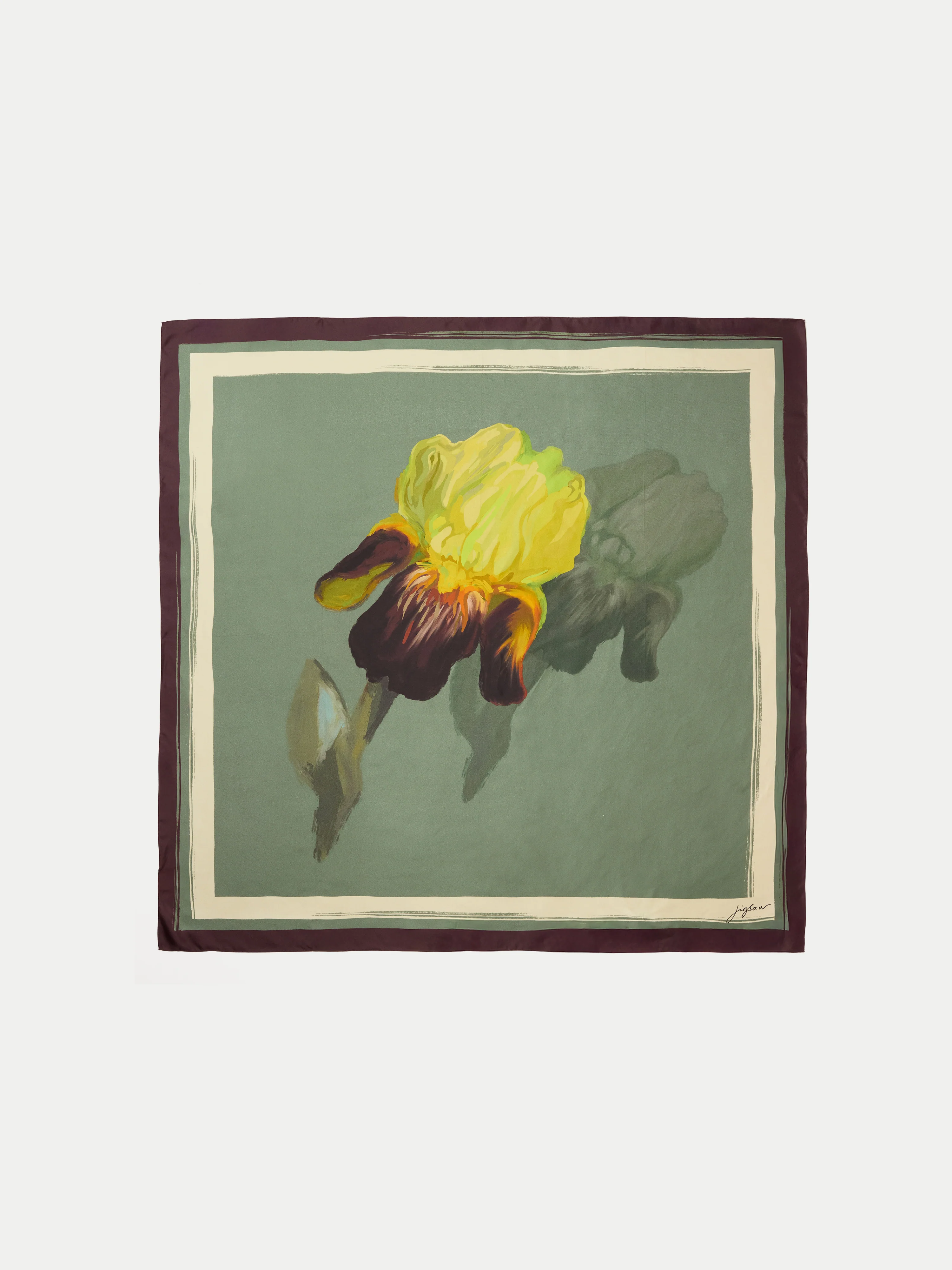 Iris Silk Twill Scarf | Green - Image 3