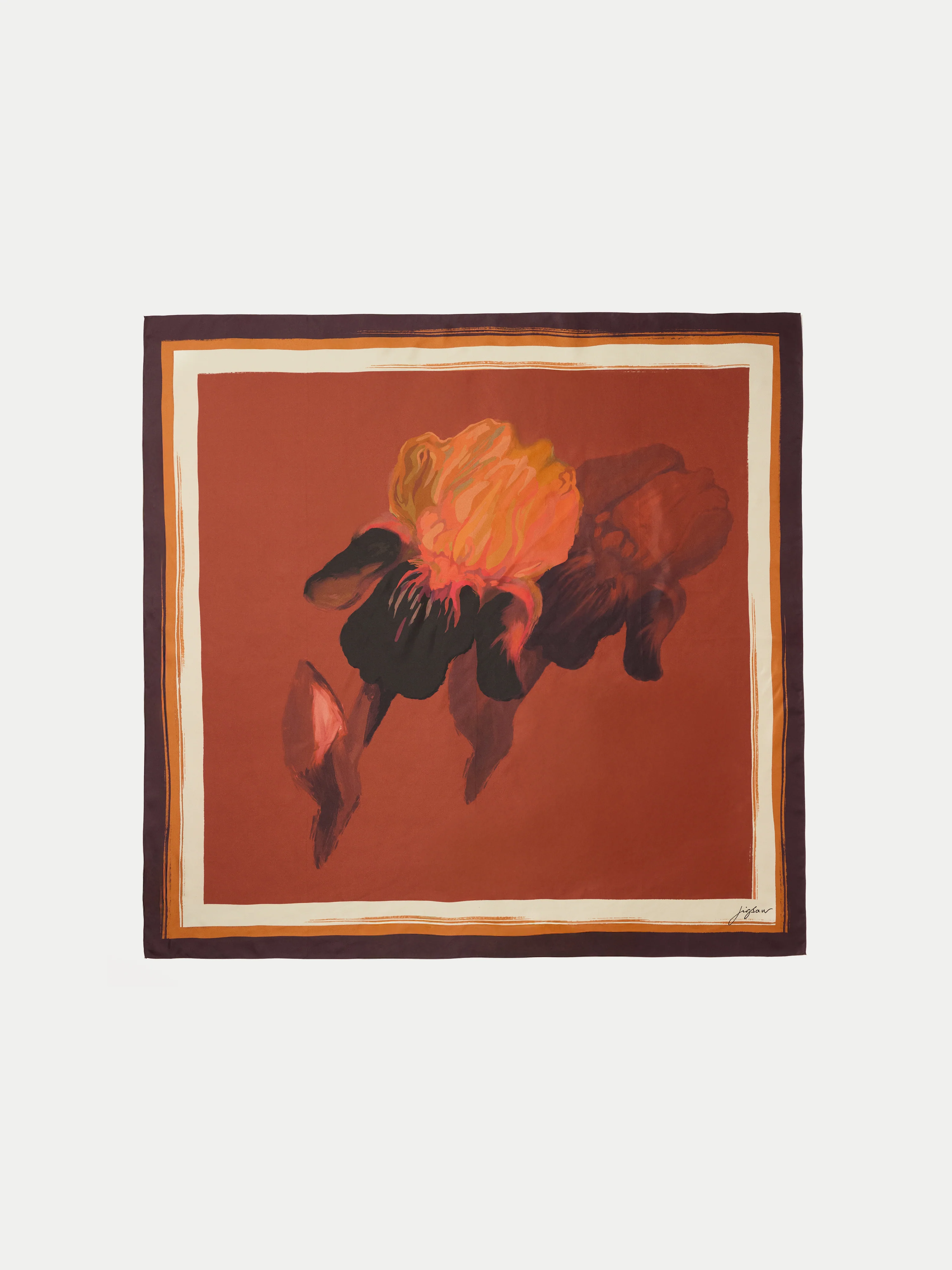 Iris Silk Twill Scarf | Orange - Image 3