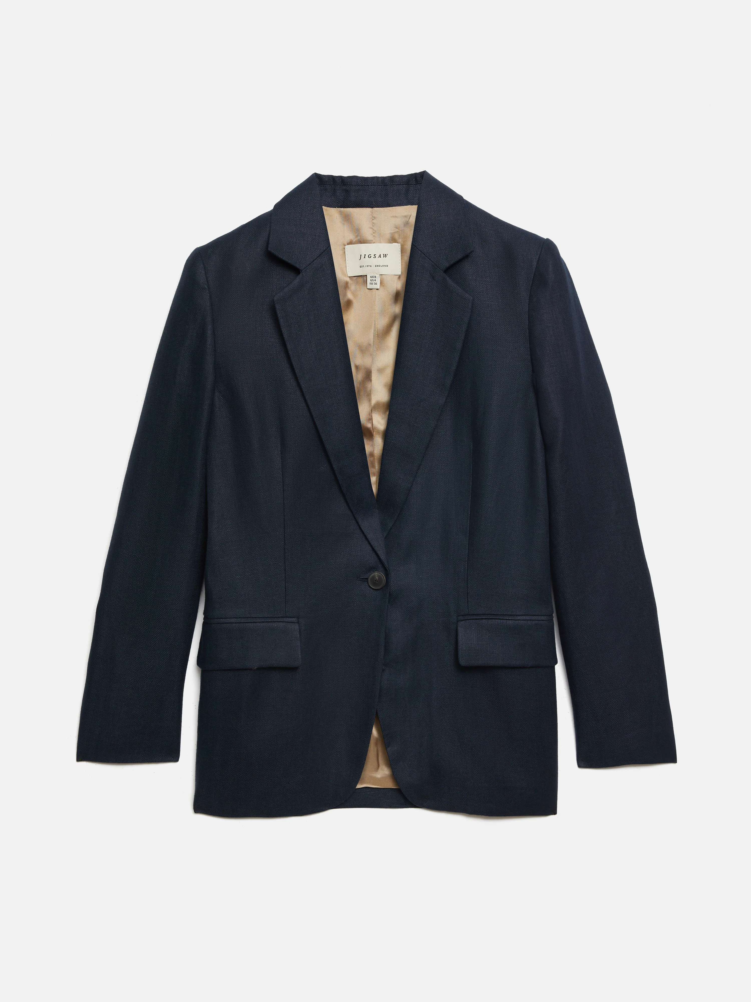 Irish Linen Herringbone Gibson Blazer | Navy - Image 8