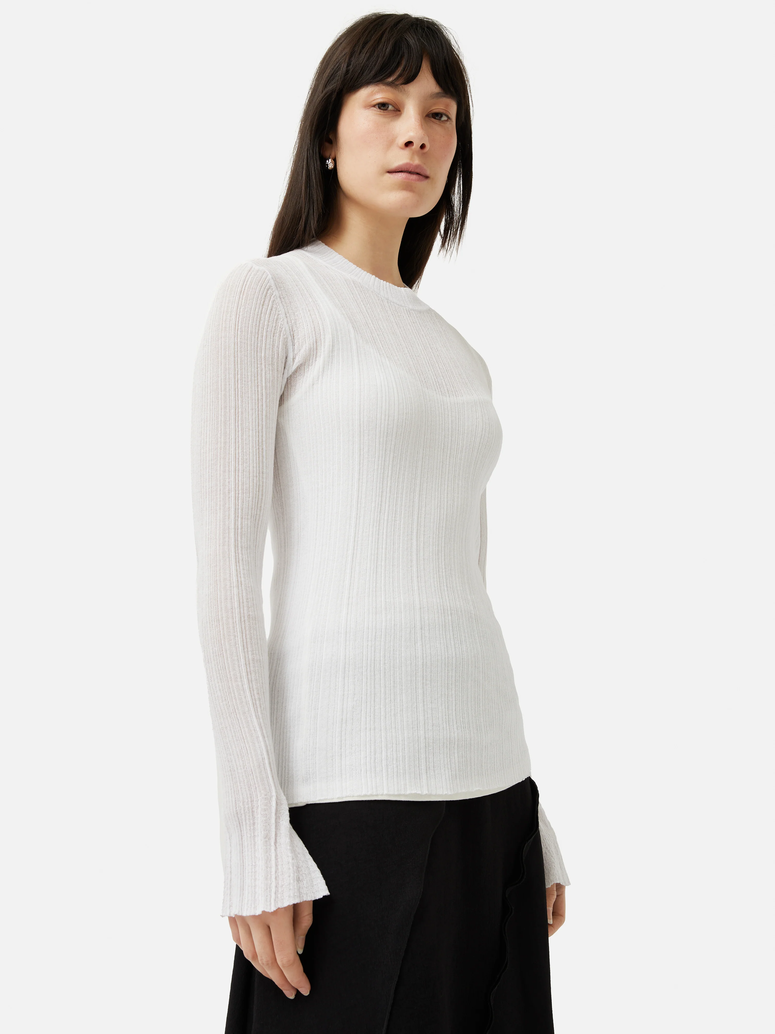 Irregular Plisse Crew Top | White - Image 6