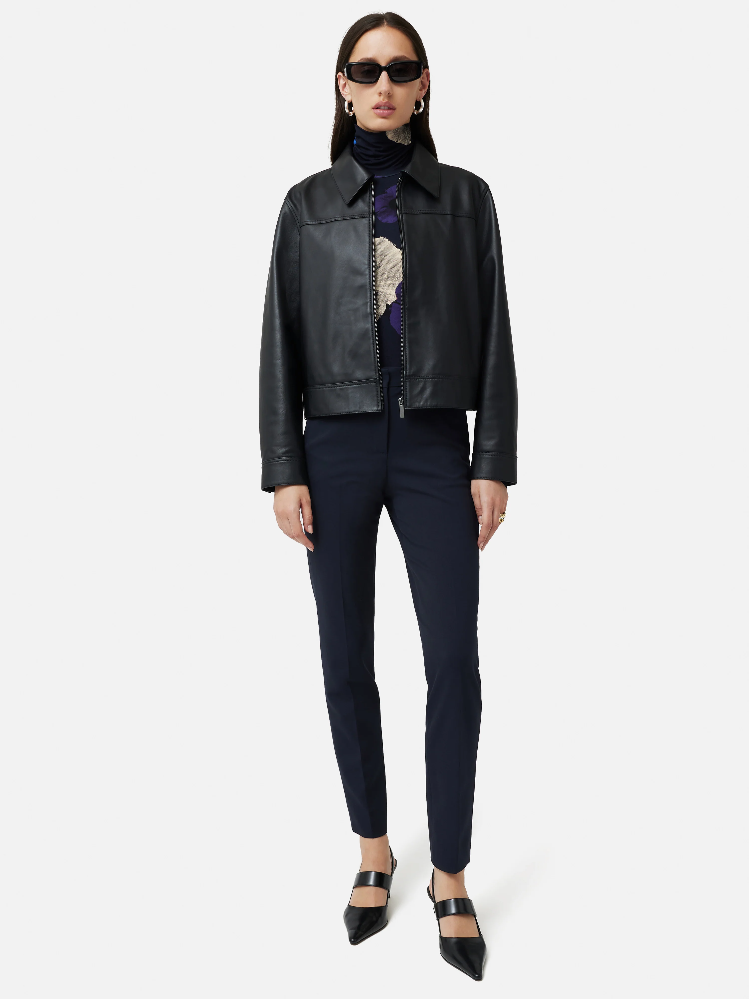 Italian Wool Stretch Paris Slim Fit Trouser | Navy - Image 4