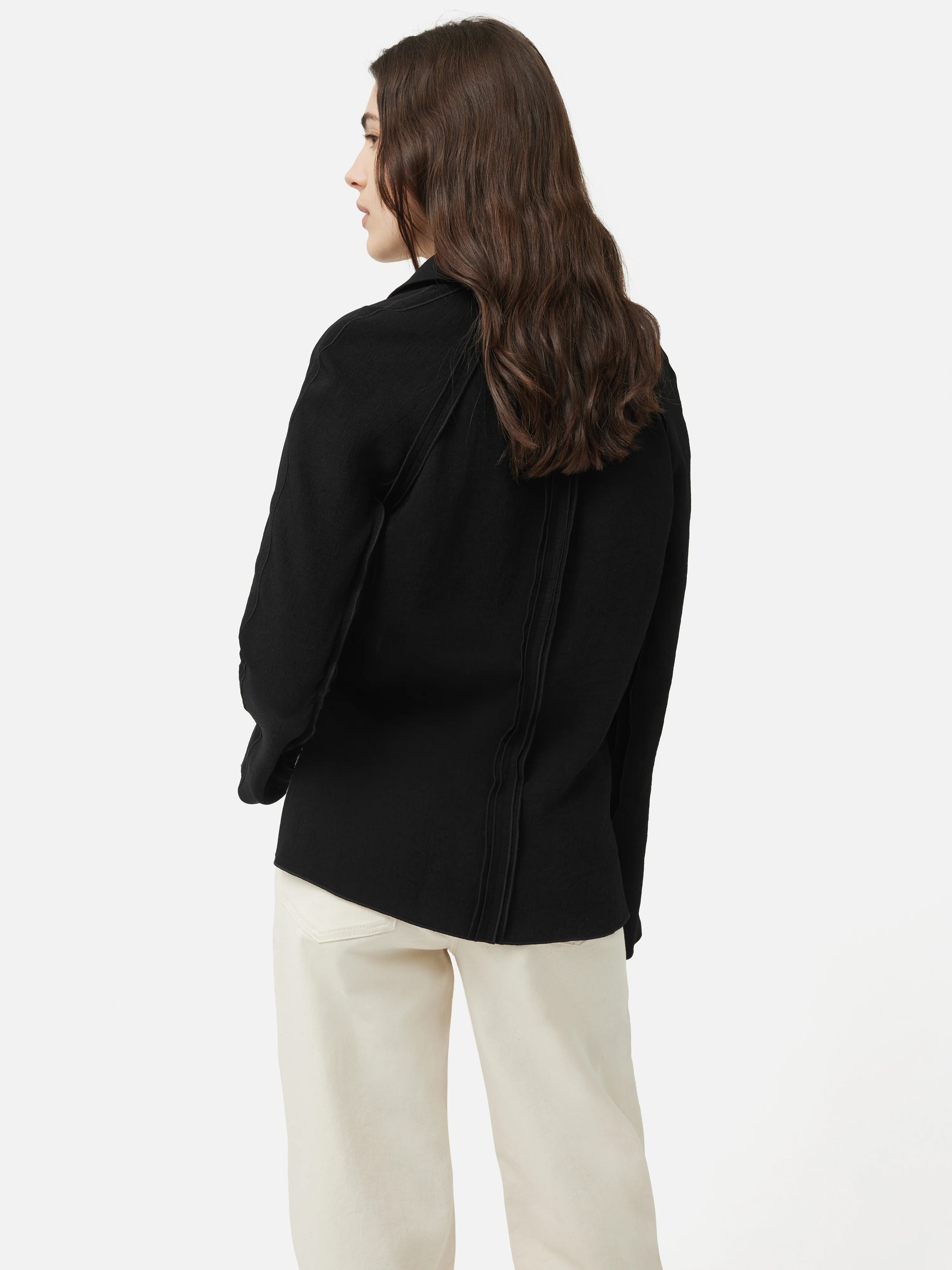 Japanese Crepe Seamed Shirt | Black - Image 5