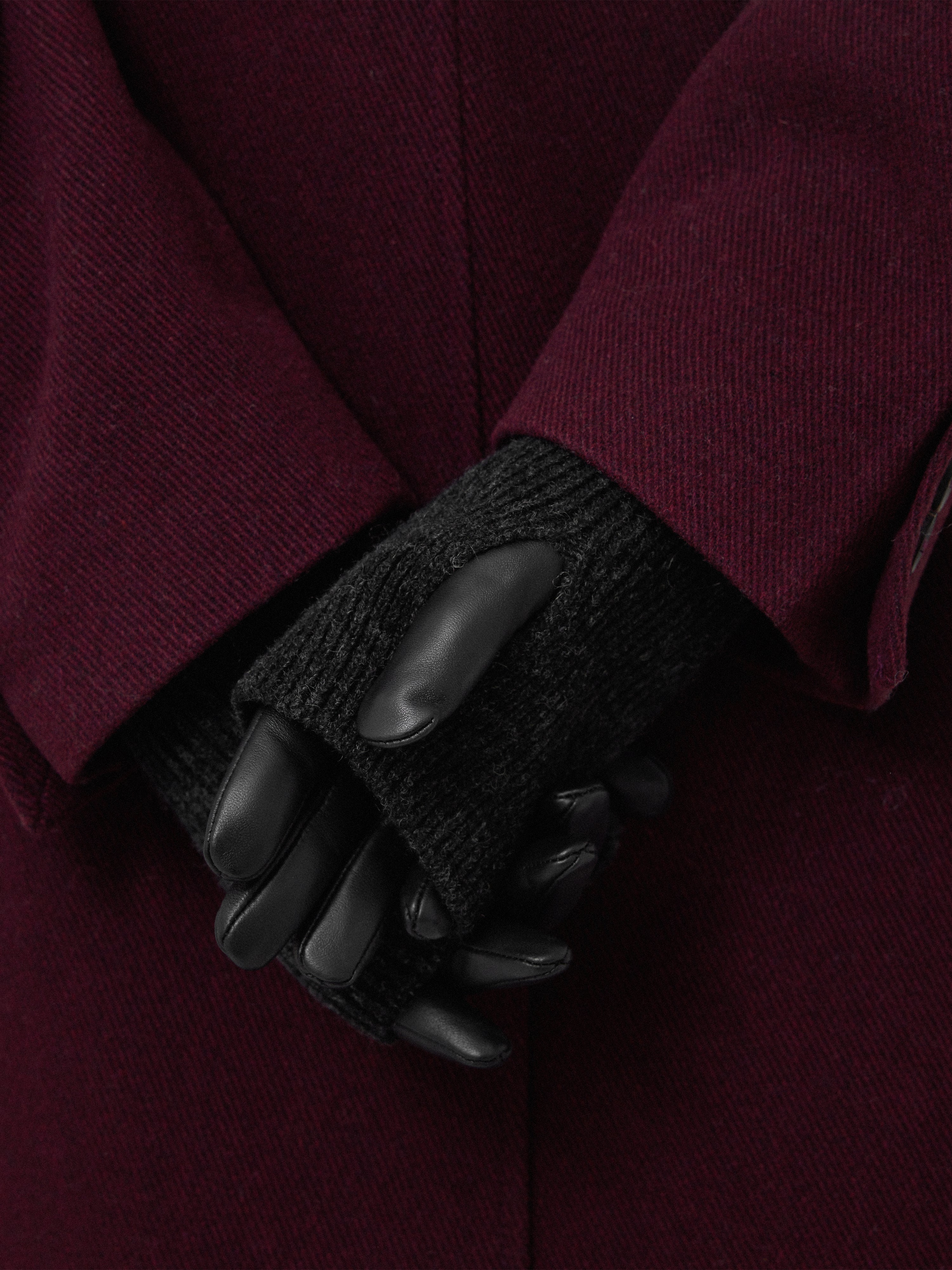 Knitted Leather Glove | Black - Image 4