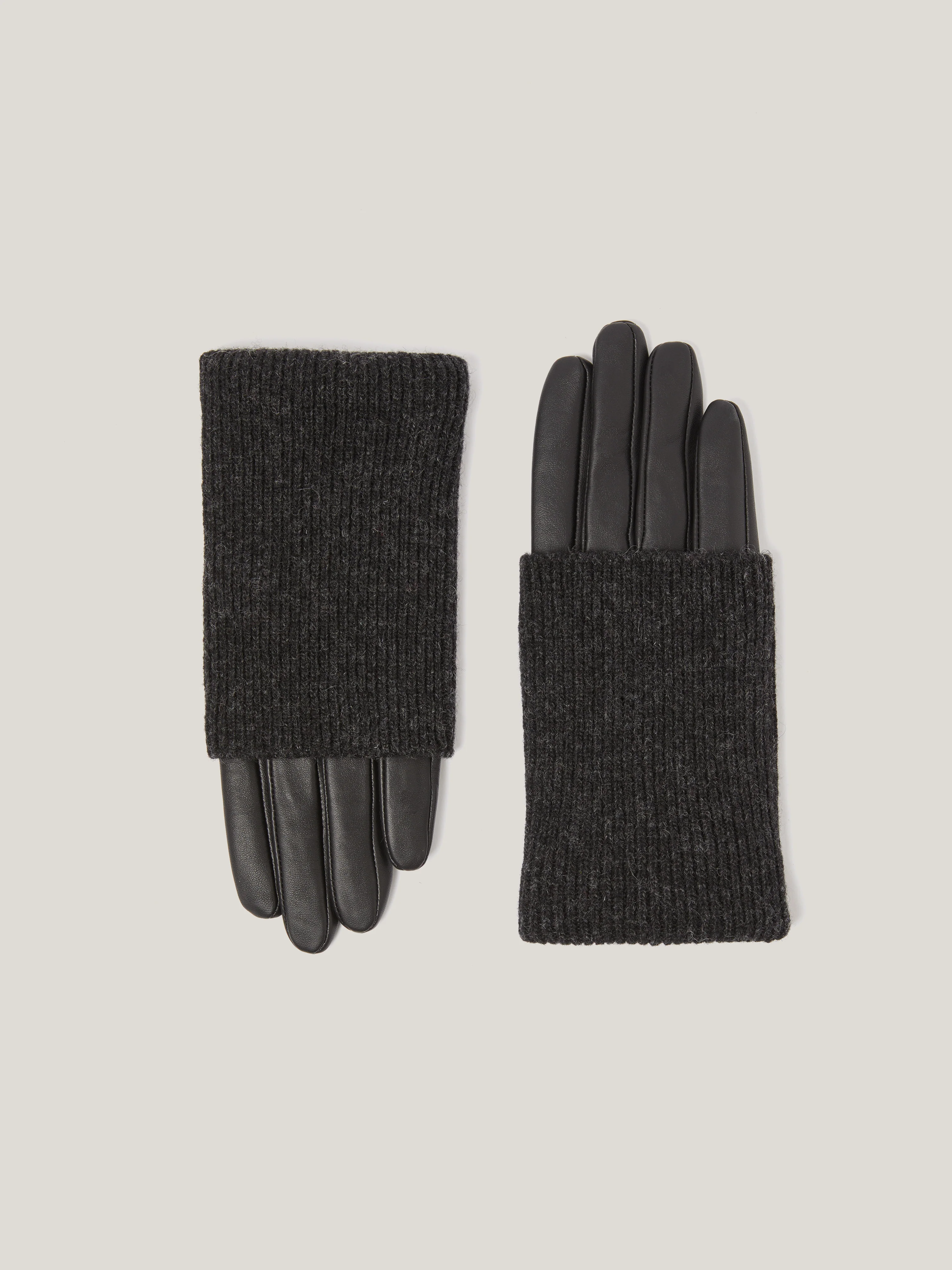Knitted Leather Glove | Black - Image 5