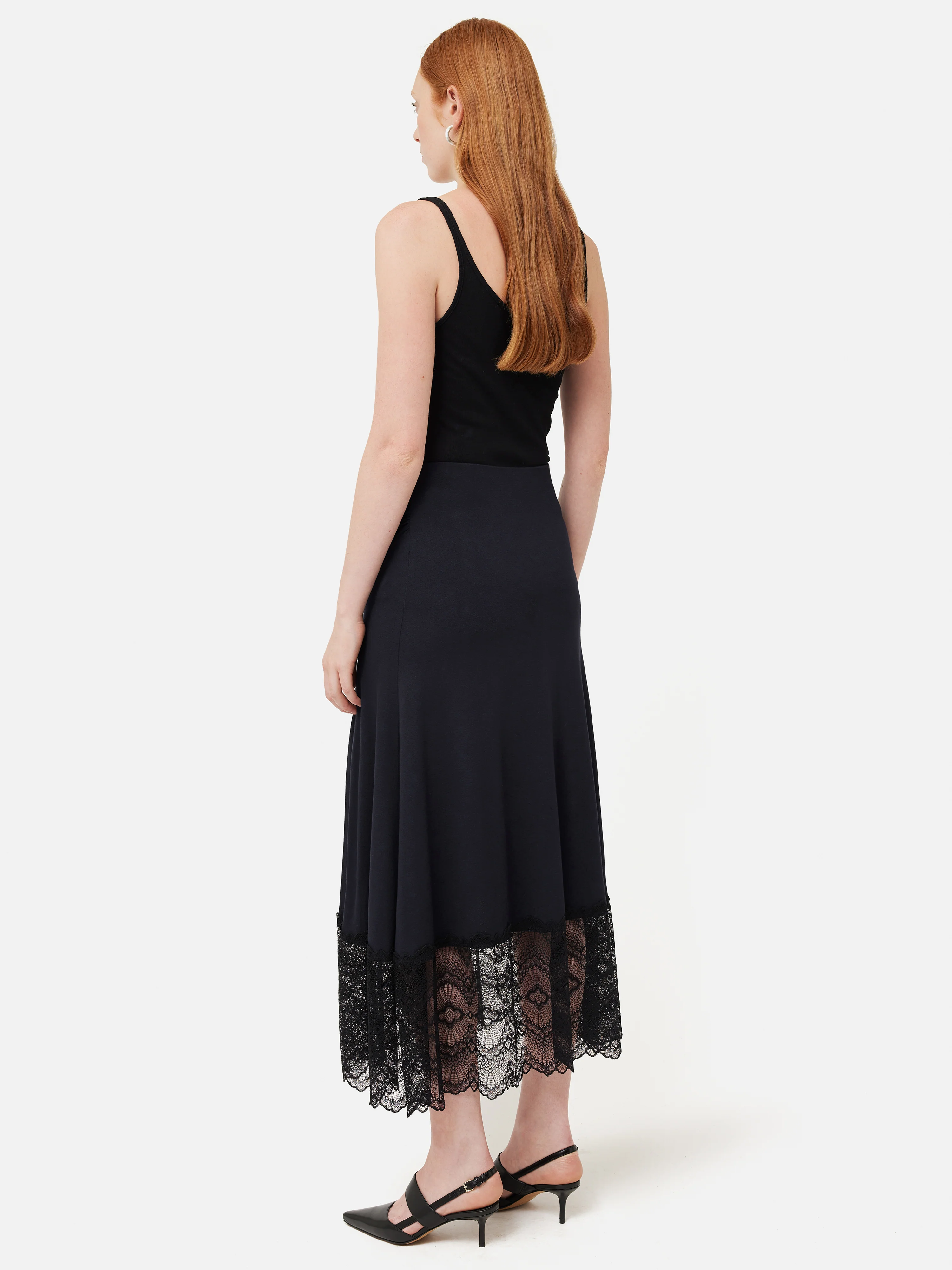 Lace Trim Jersey Skirt | Navy - Image 5
