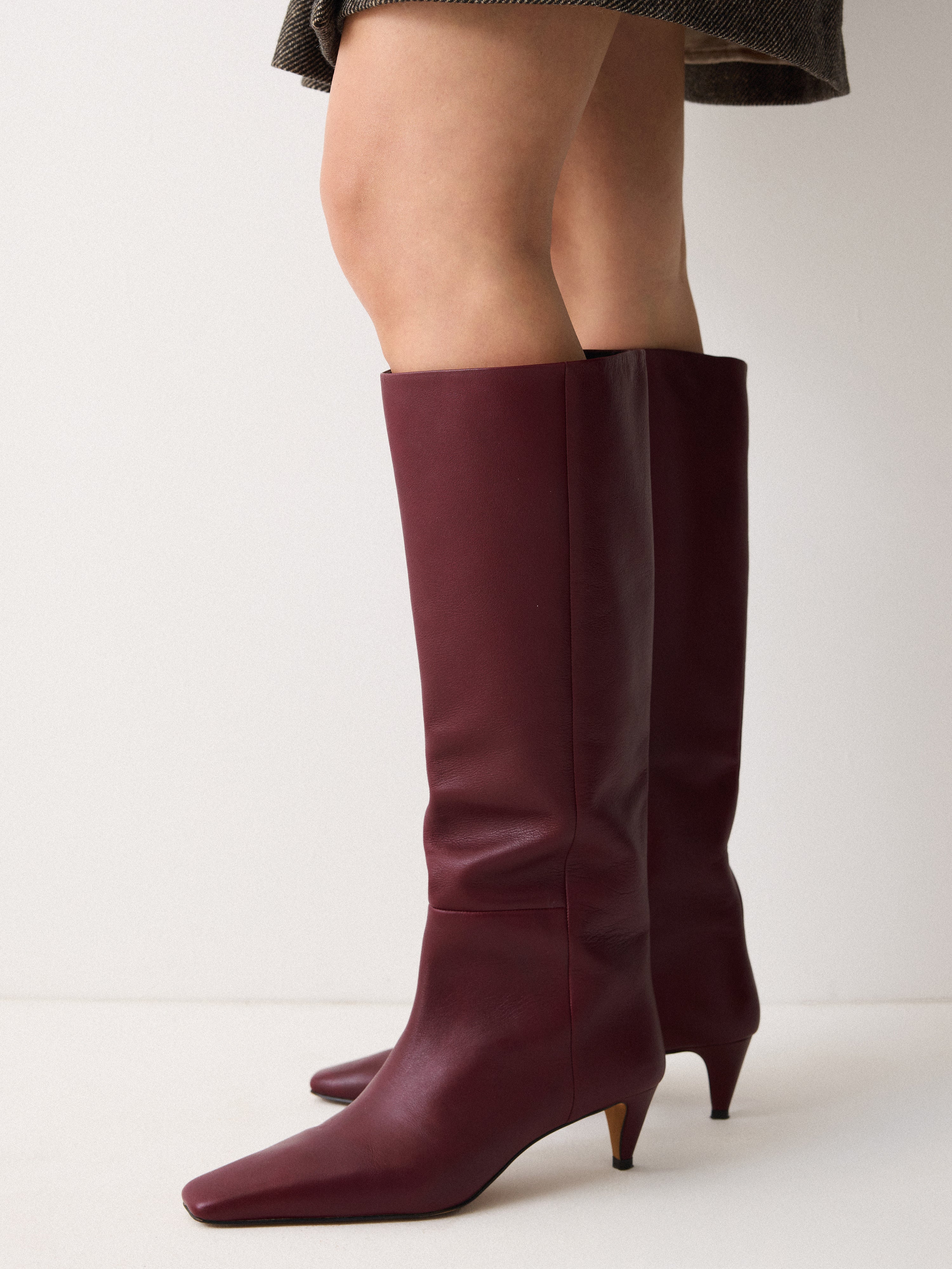 Leather Bobbi Knee High Boot | Burgundy - Image 3