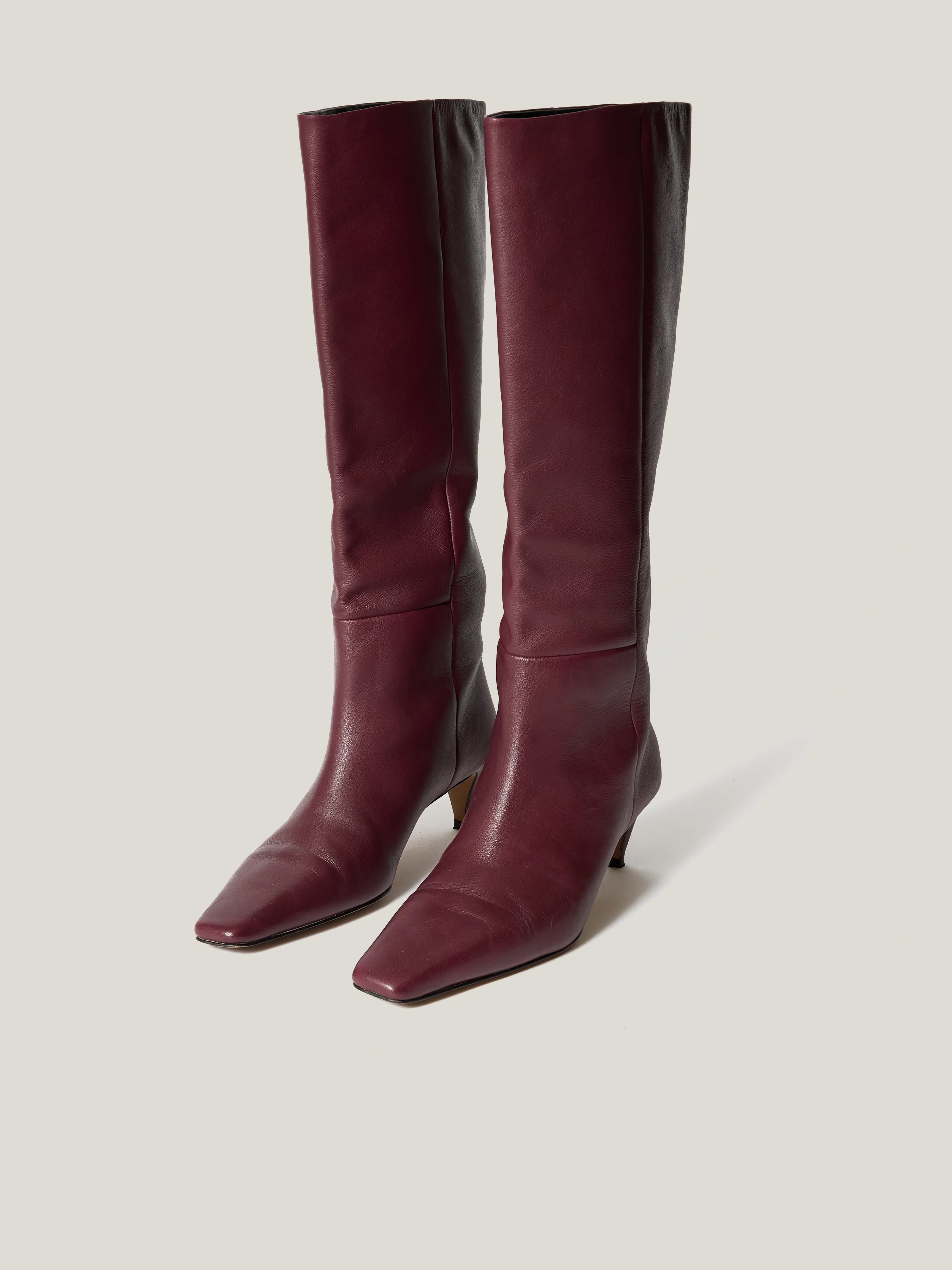 Leather Bobbi Knee High Boot | Burgundy - Image 7