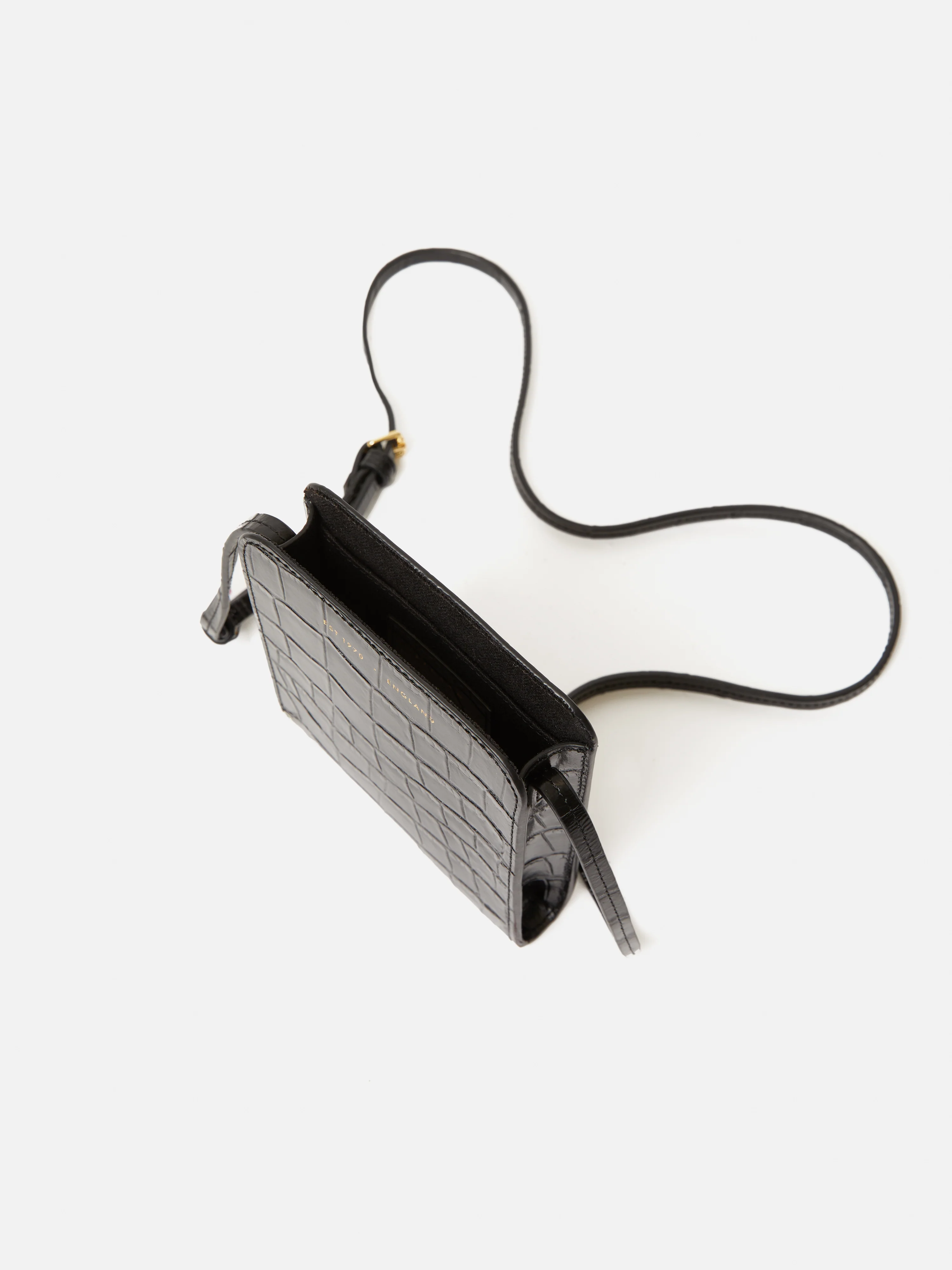 Leather Crossbody Phone Bag | Black - Image 6