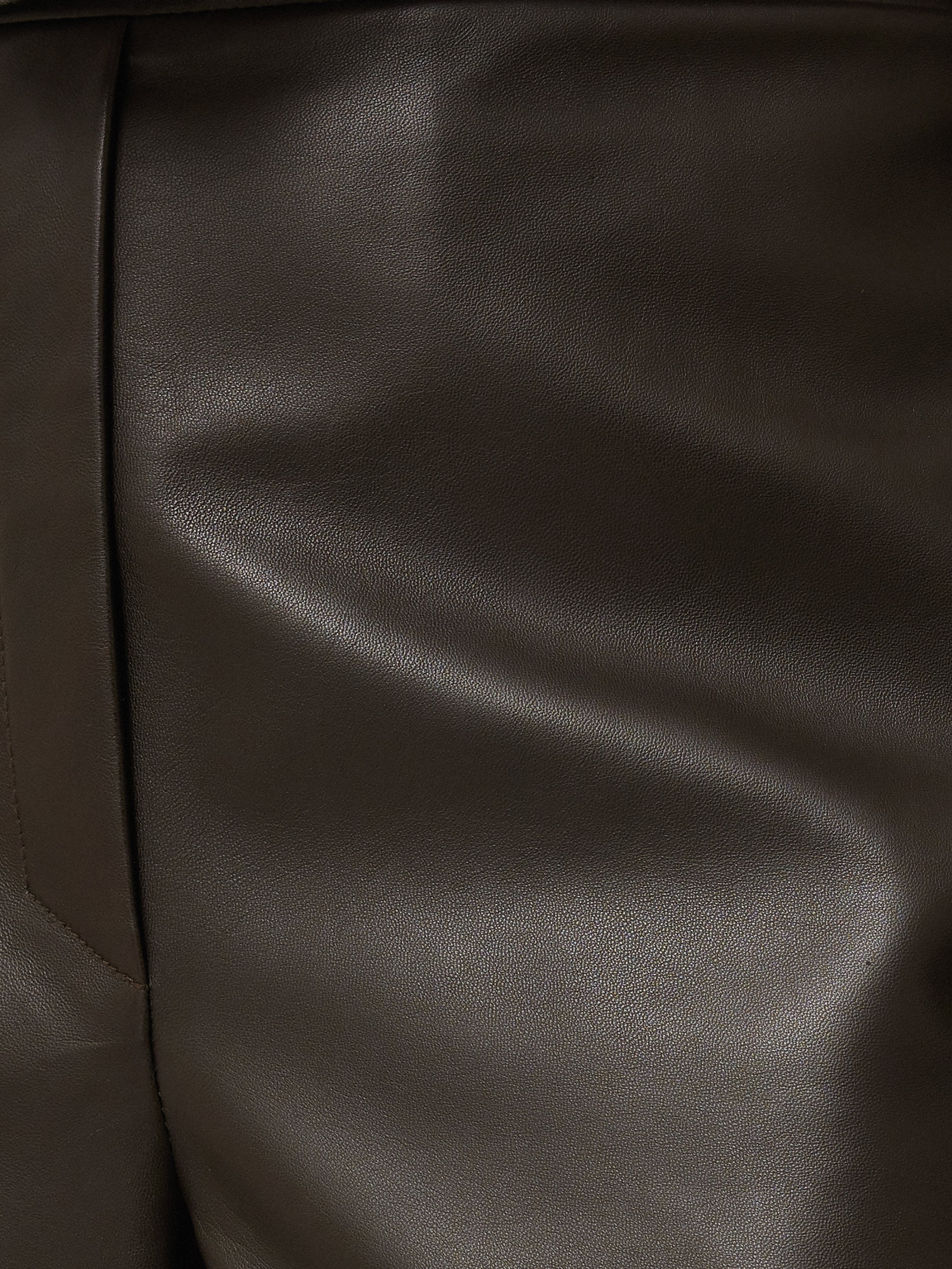 Leather Flat Front Trouser | Dark Olive - Image 8