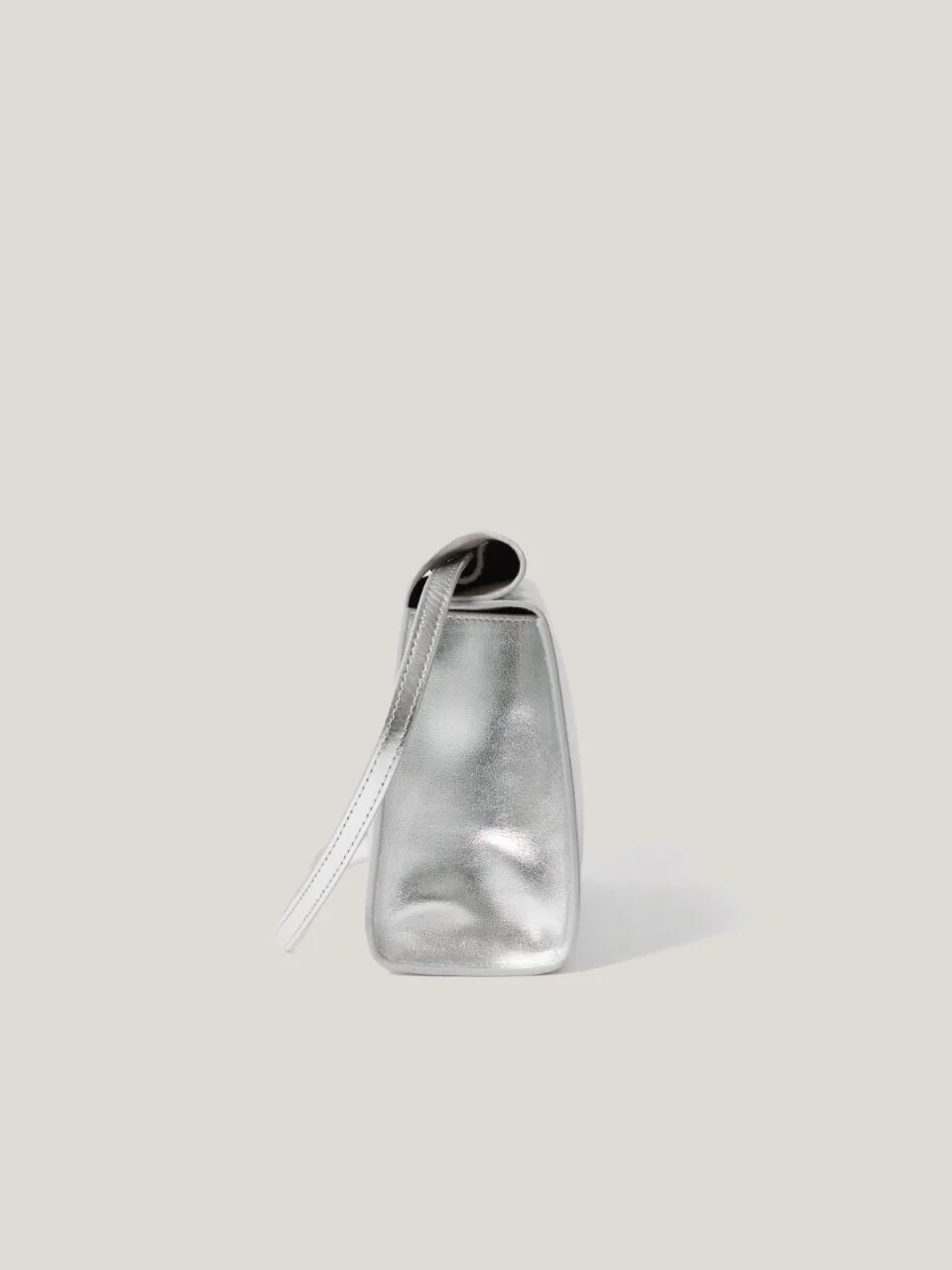 Leather Fold Over Clutch Bag | Silver - Image 5