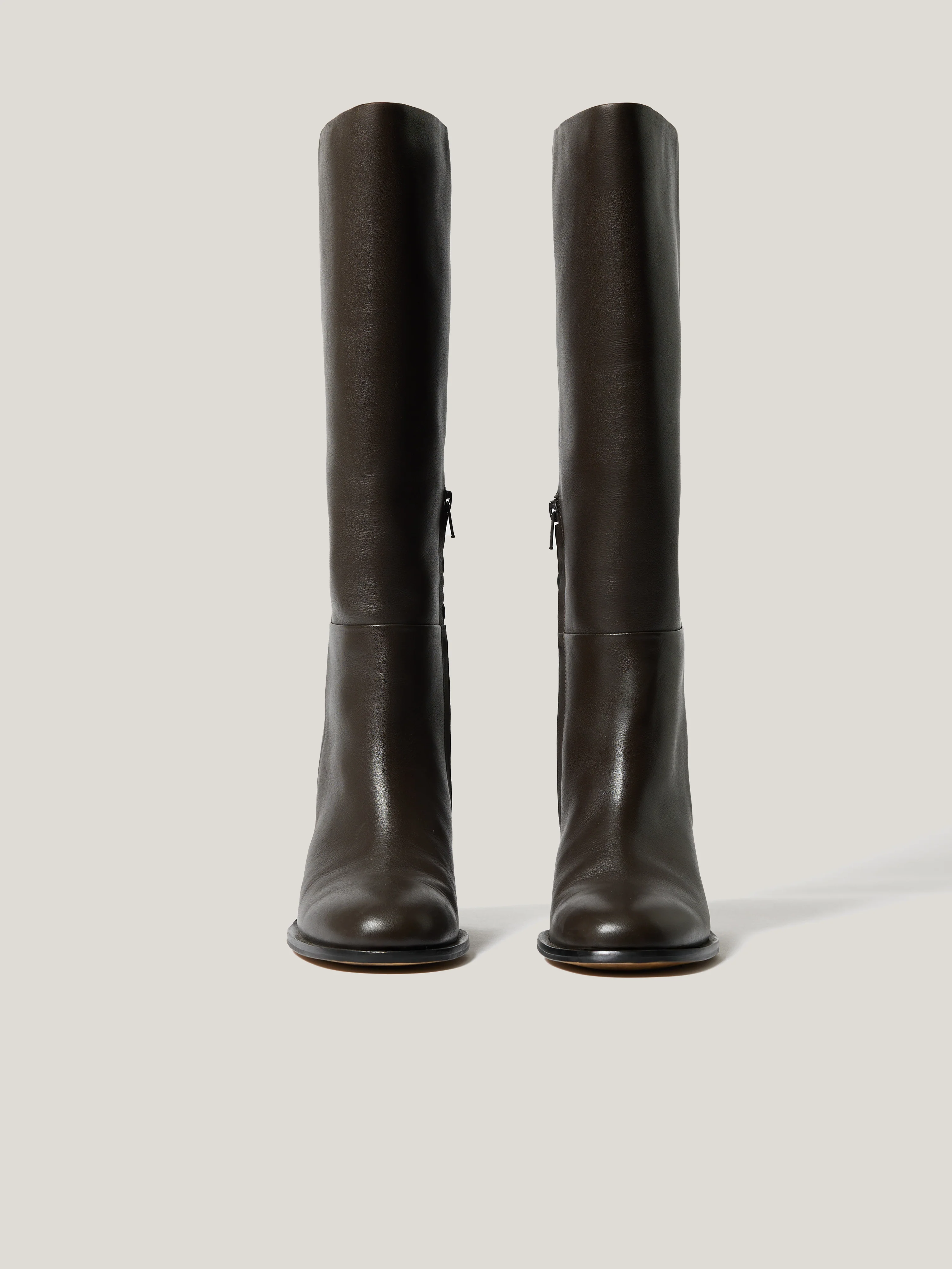 Leather Heeled Riding Boot | Brown - Image 4