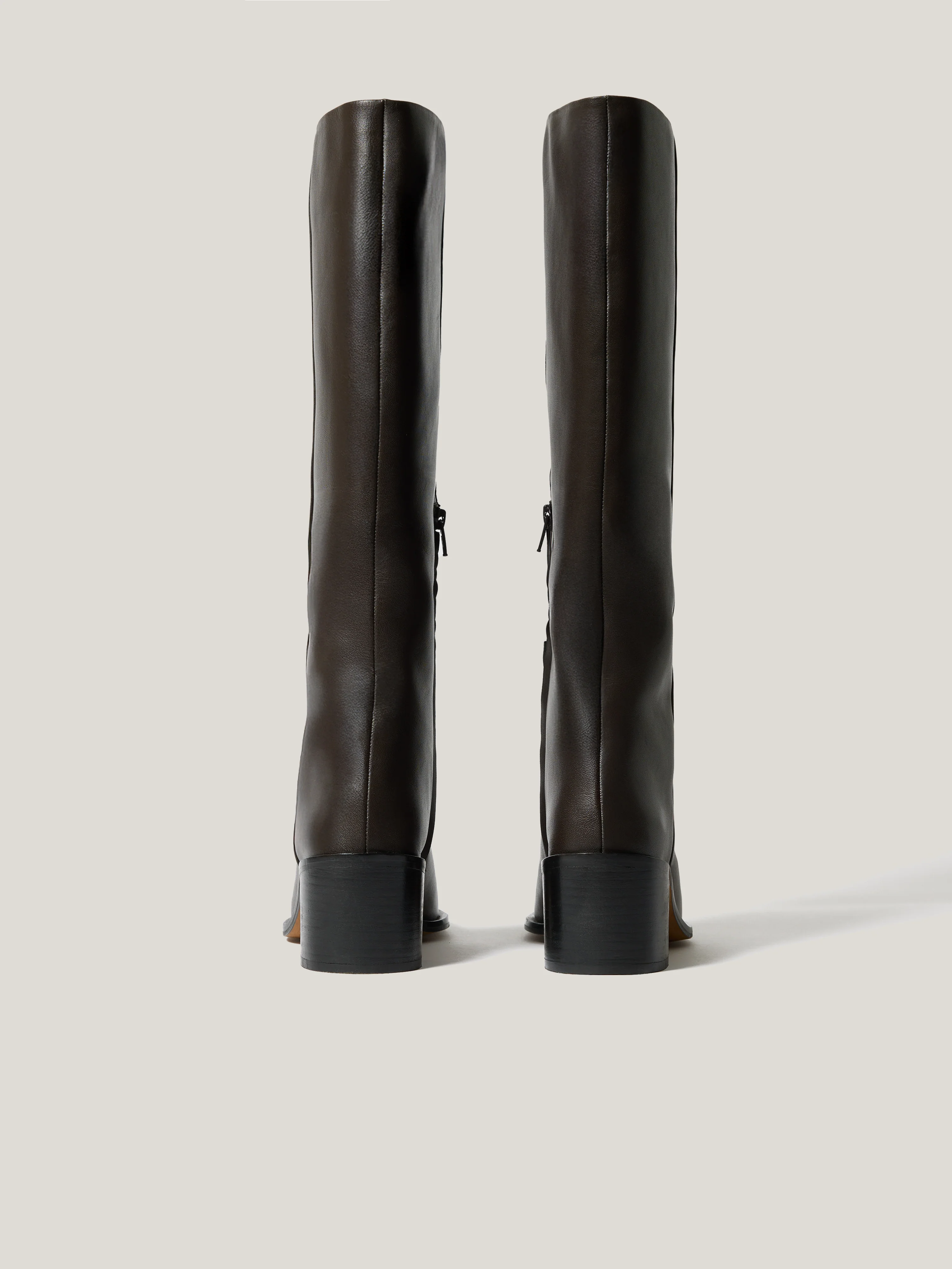 Leather Heeled Riding Boot | Brown - Image 5