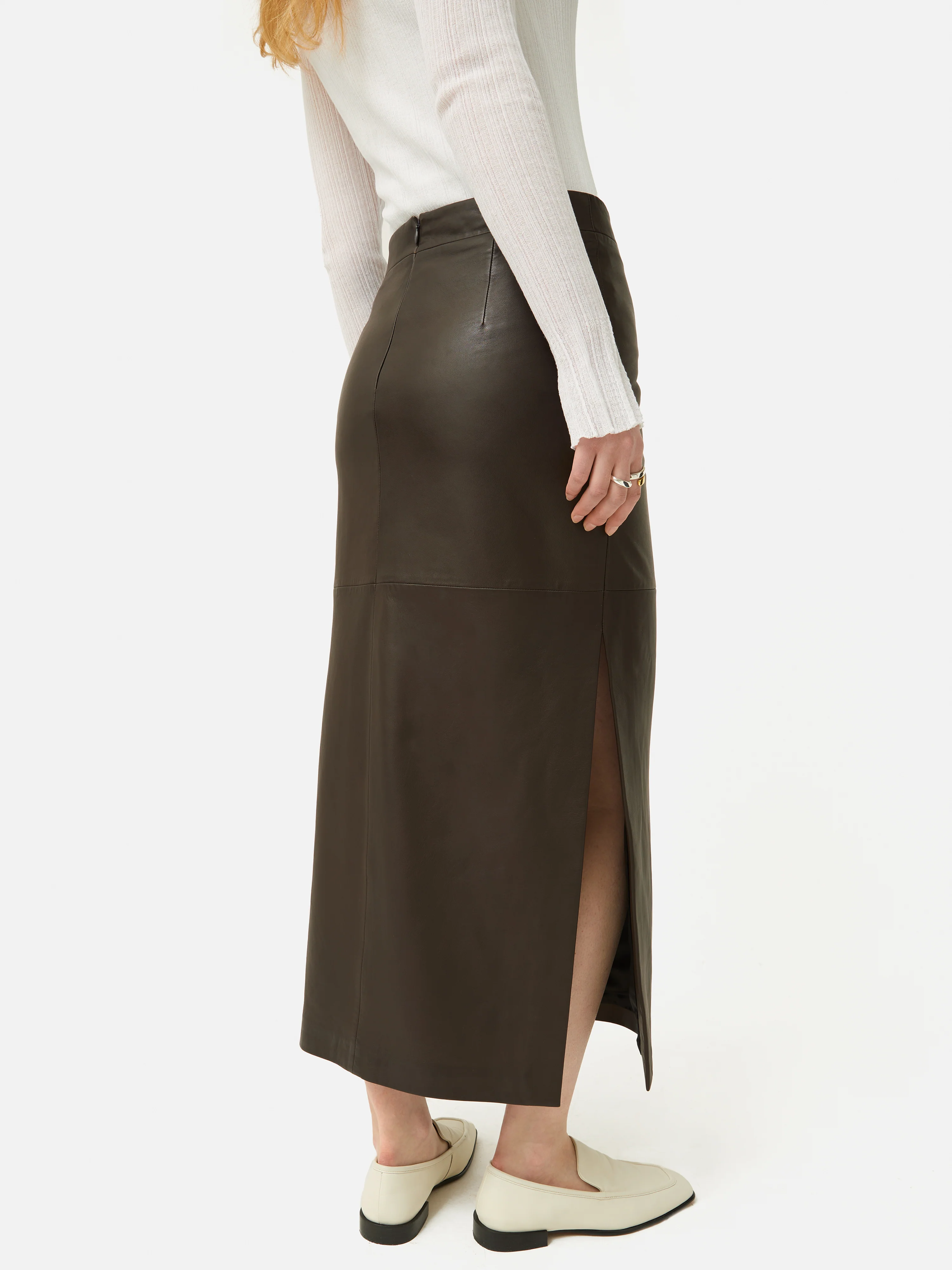 Leather Maxi Skirt | Chocolate - Image 5