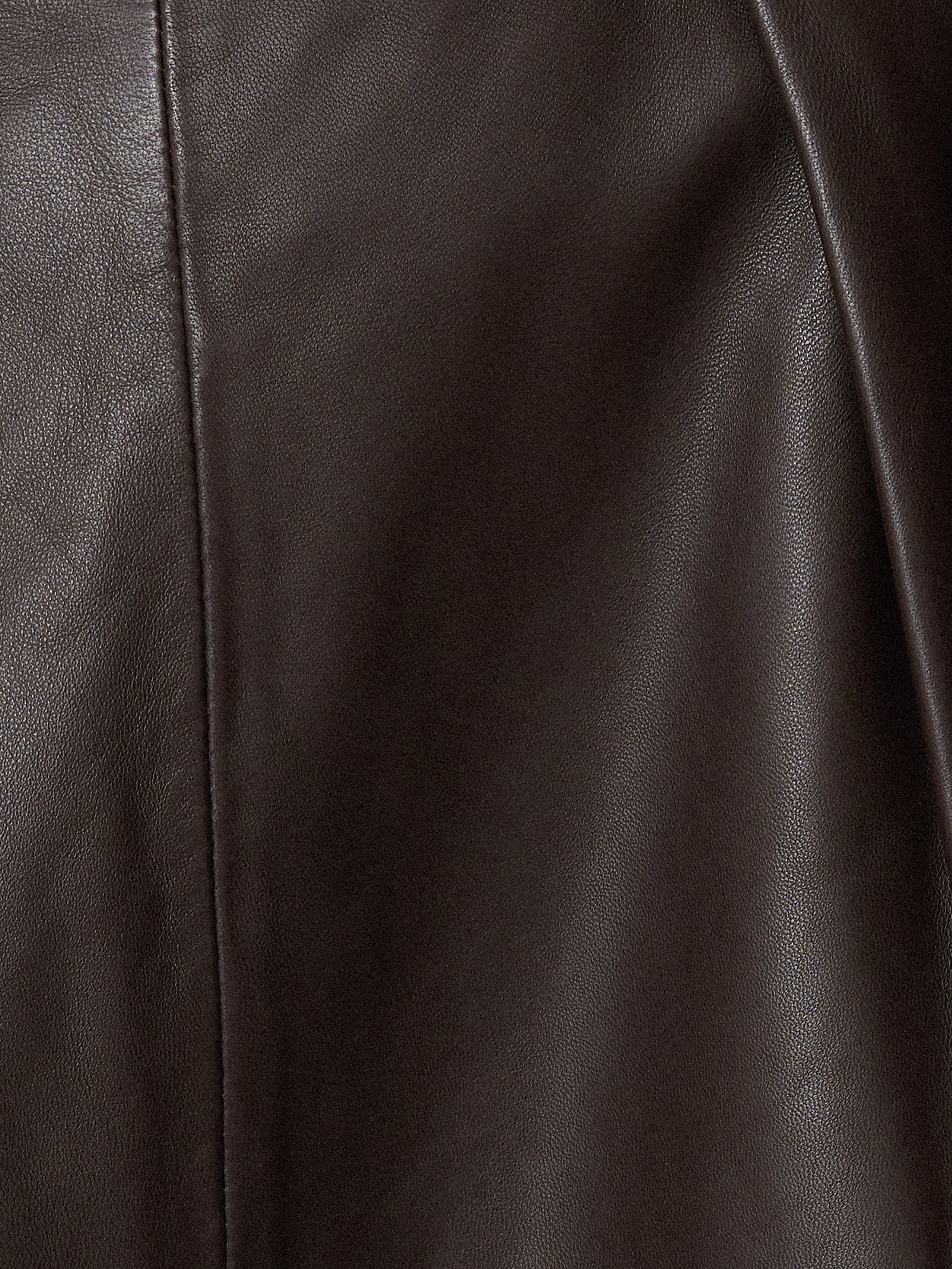 Leather Pleat Midi Skirt | Brown - Image 6