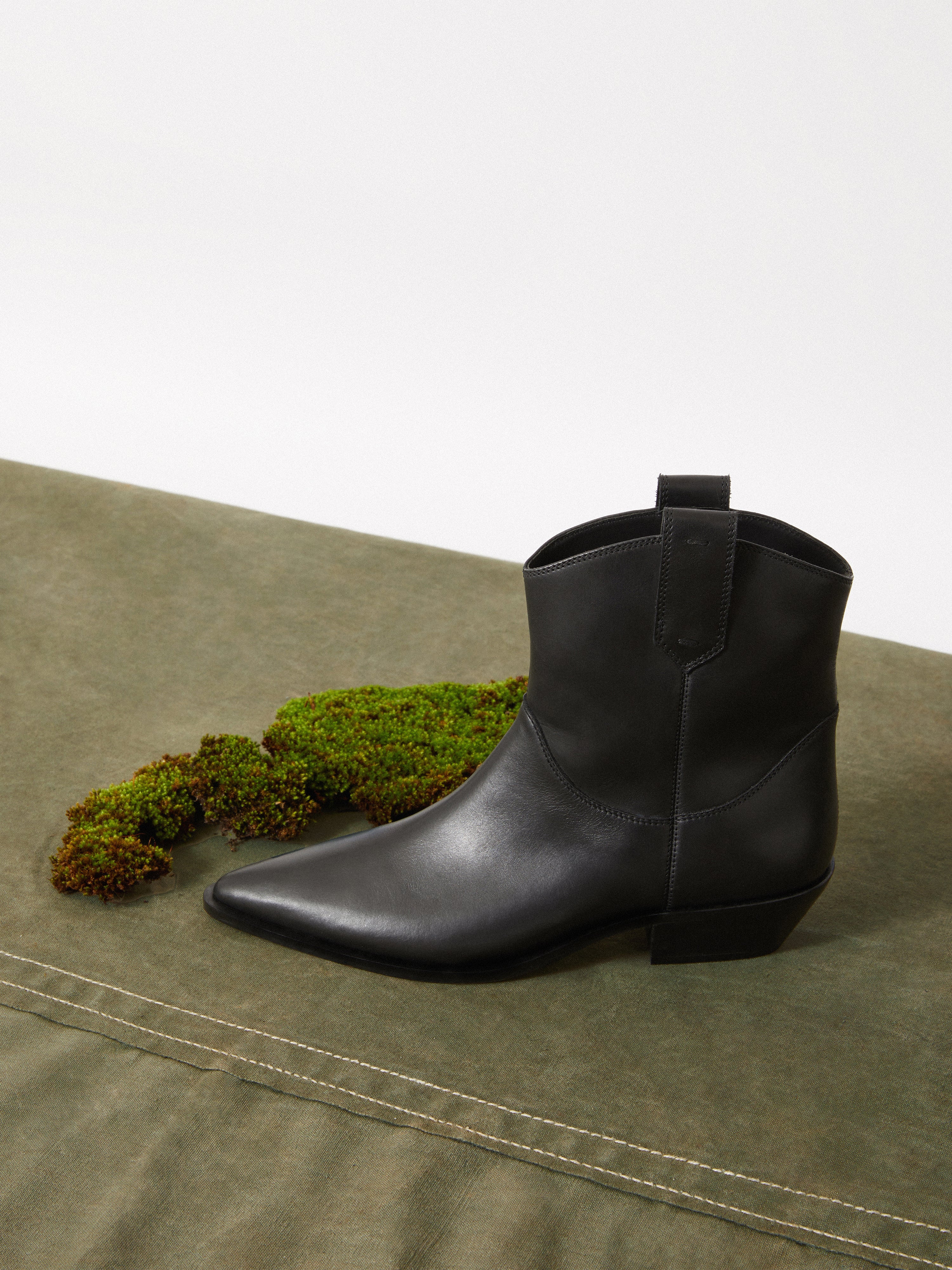 Leather Western Ankle Boot | Black - Image 6