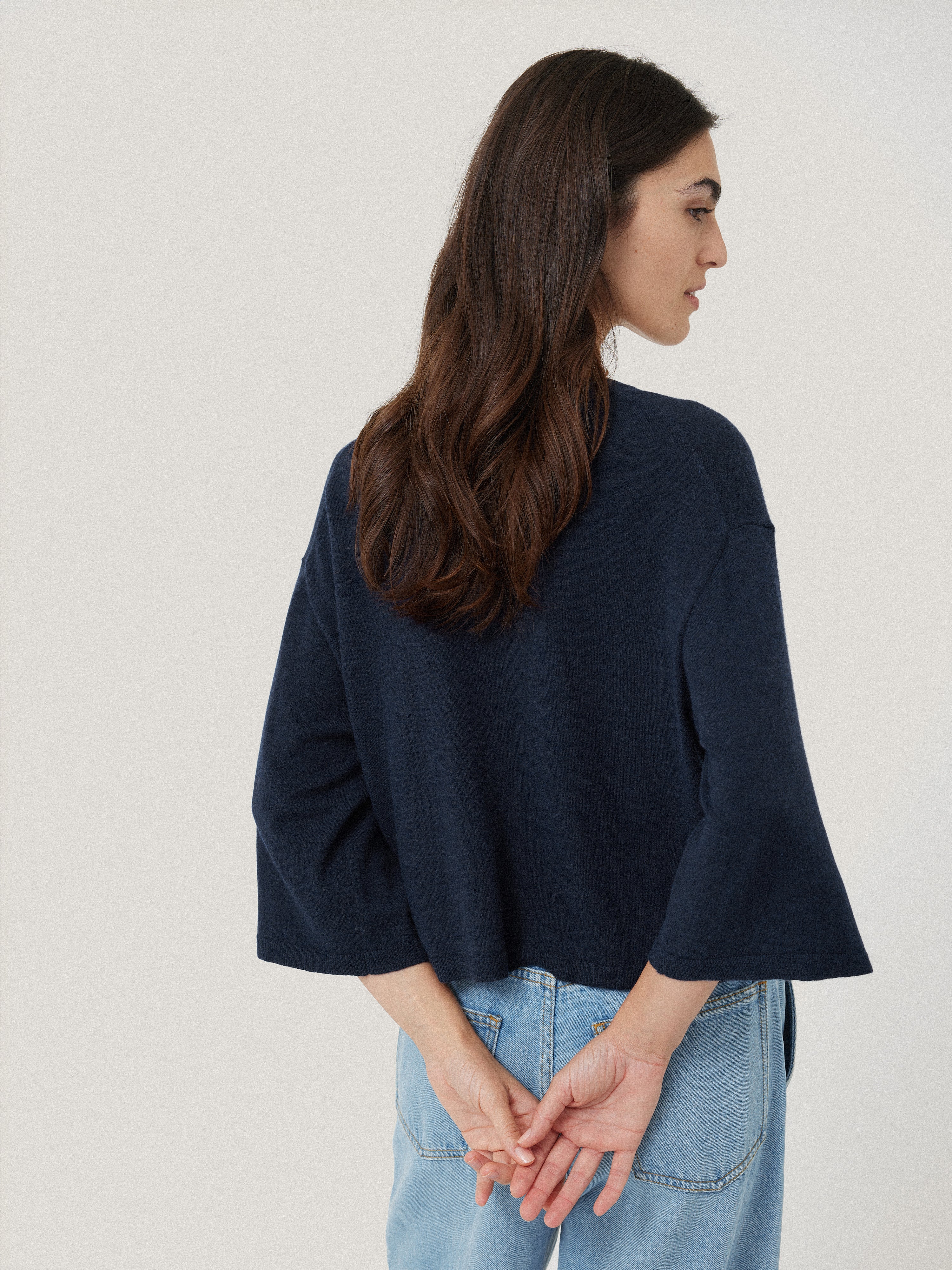Lightweight V Neck Cardigan | Navy - Image 5