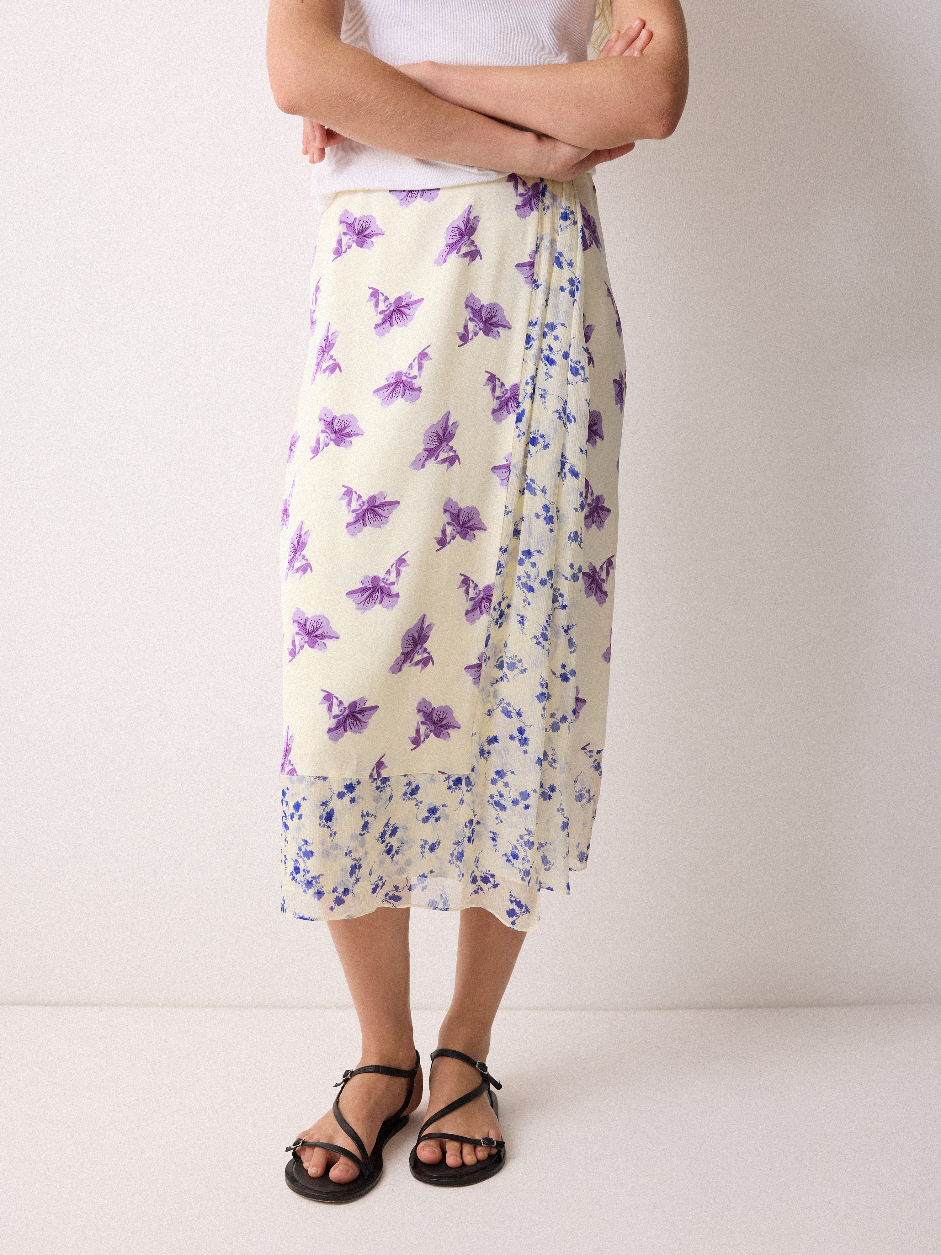 Lily Silk Trim Layered Skirt | Purple - Image 4