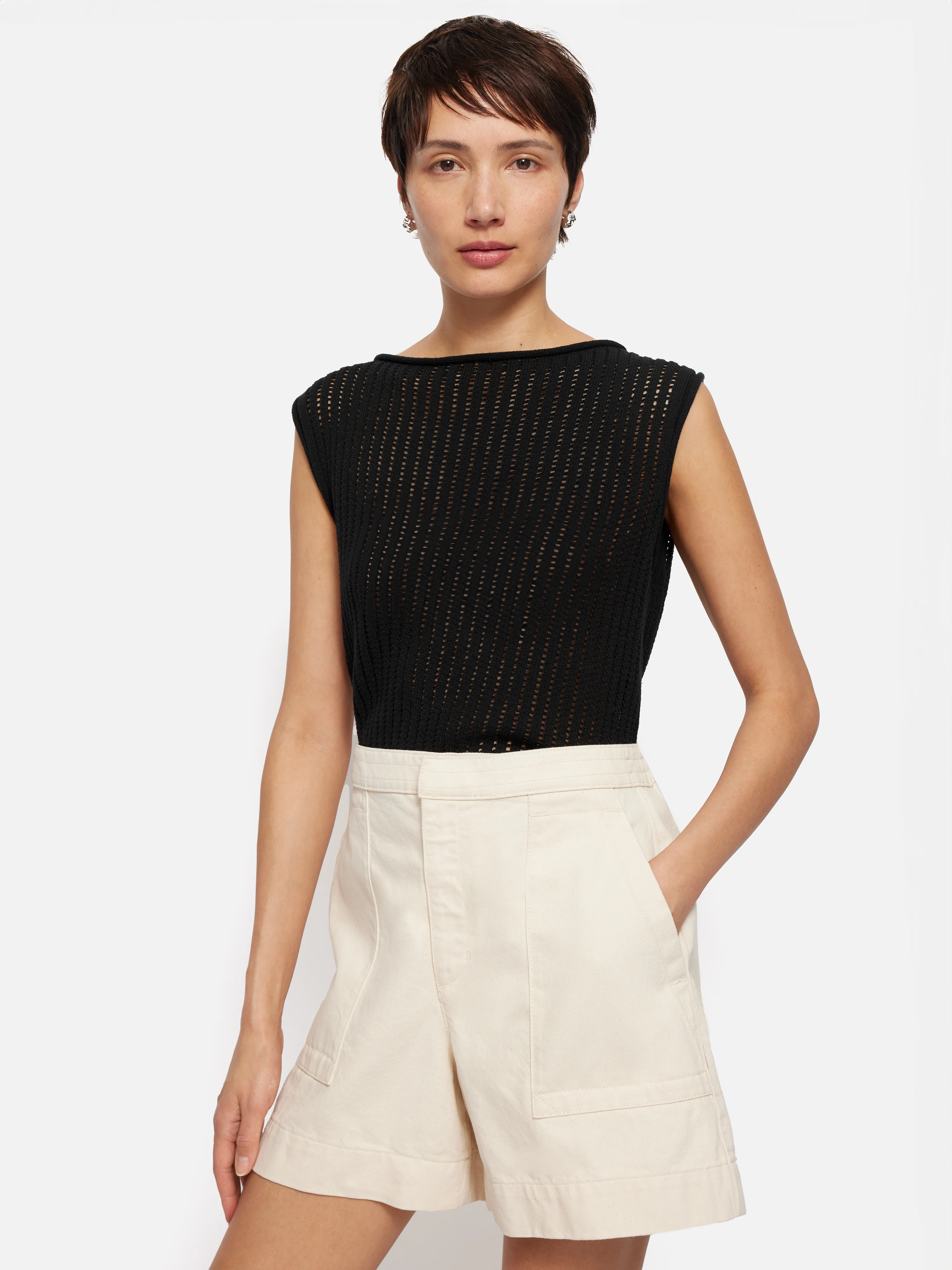 Linear Pointelle Tank | Black - Image 2