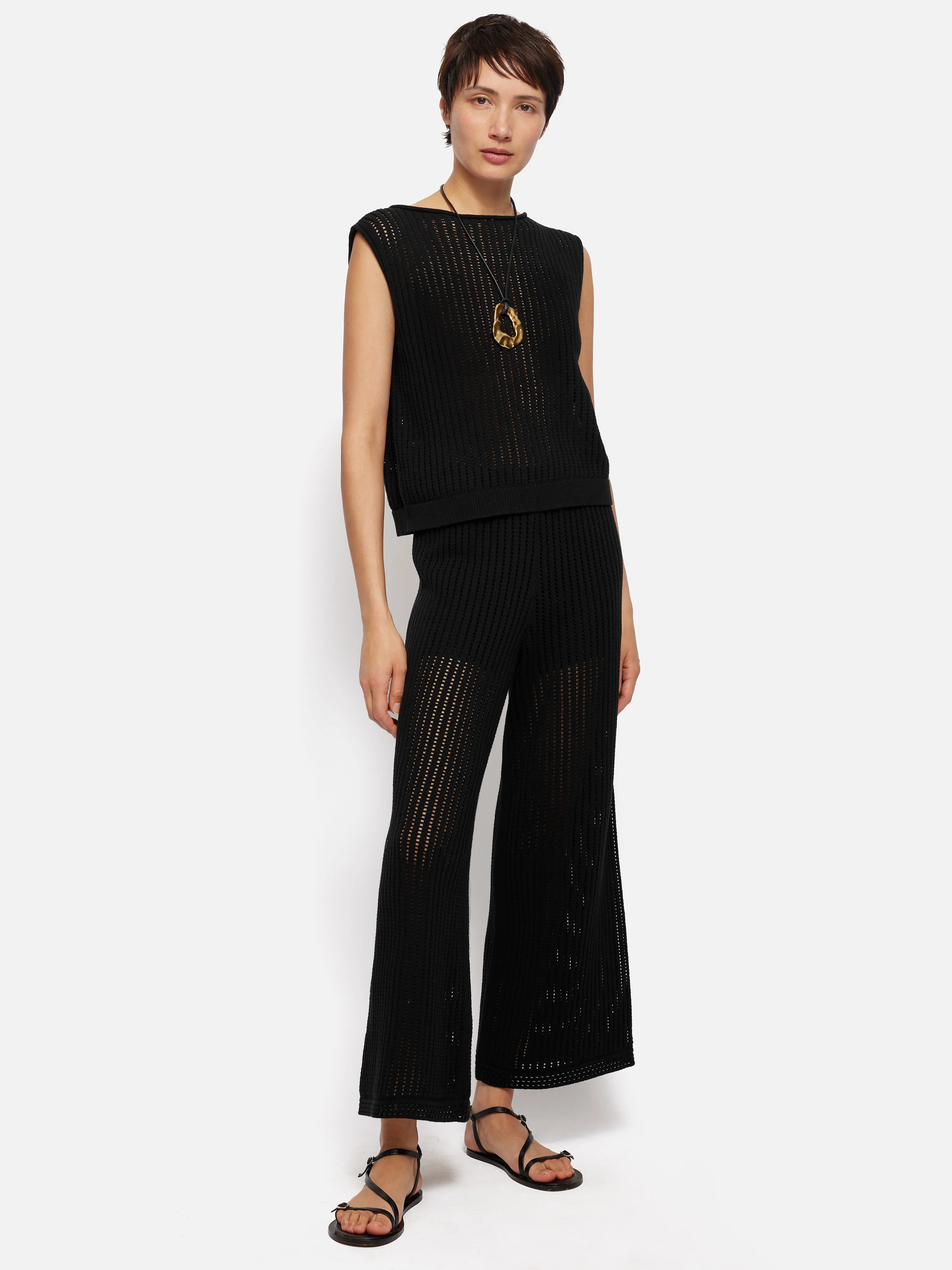 Linear Pointelle Tank | Black - Image 8