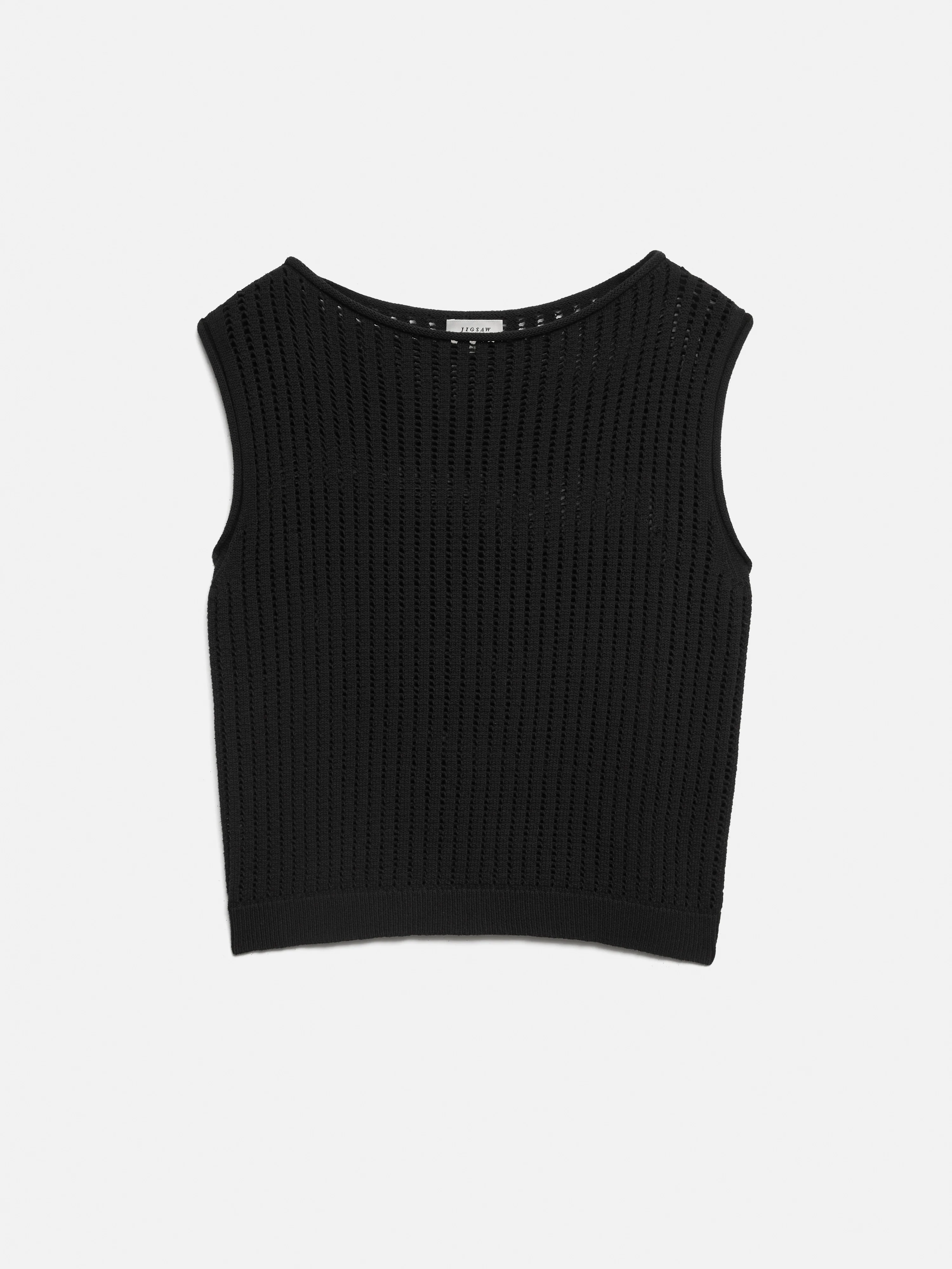Linear Pointelle Tank | Black - Image 9