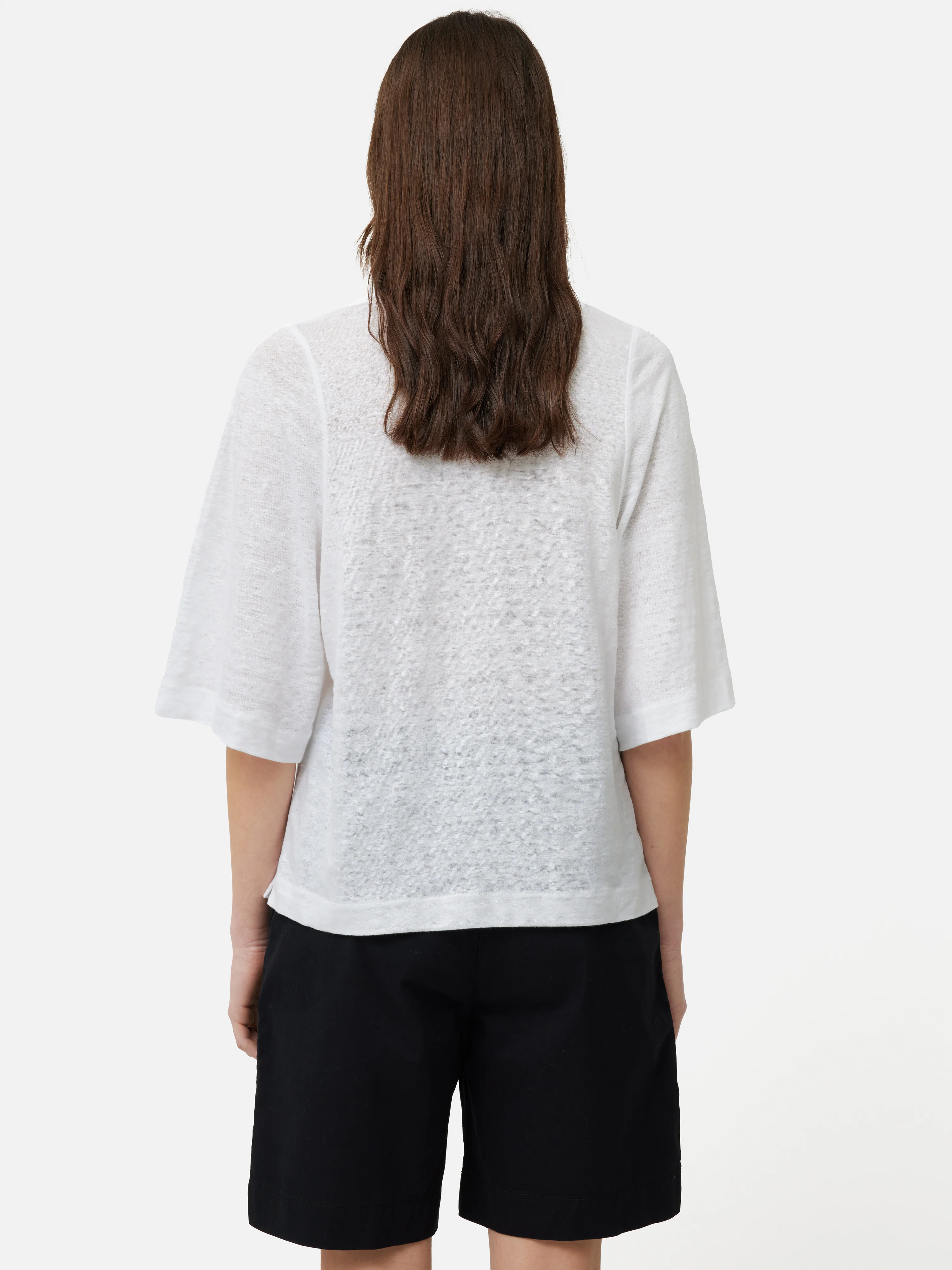Linen Blythe Half Sleeve Tee | White - Image 4