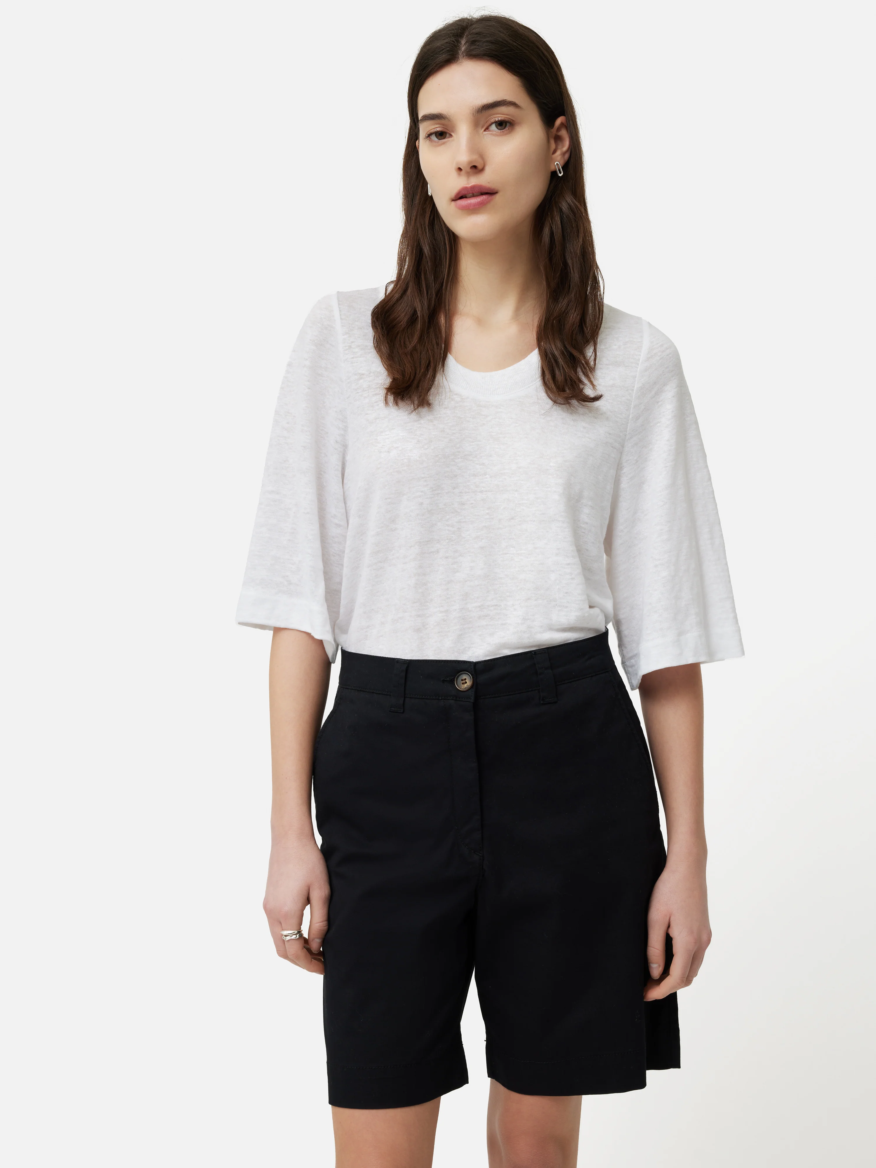 Linen Blythe Half Sleeve Tee | White - Image 5