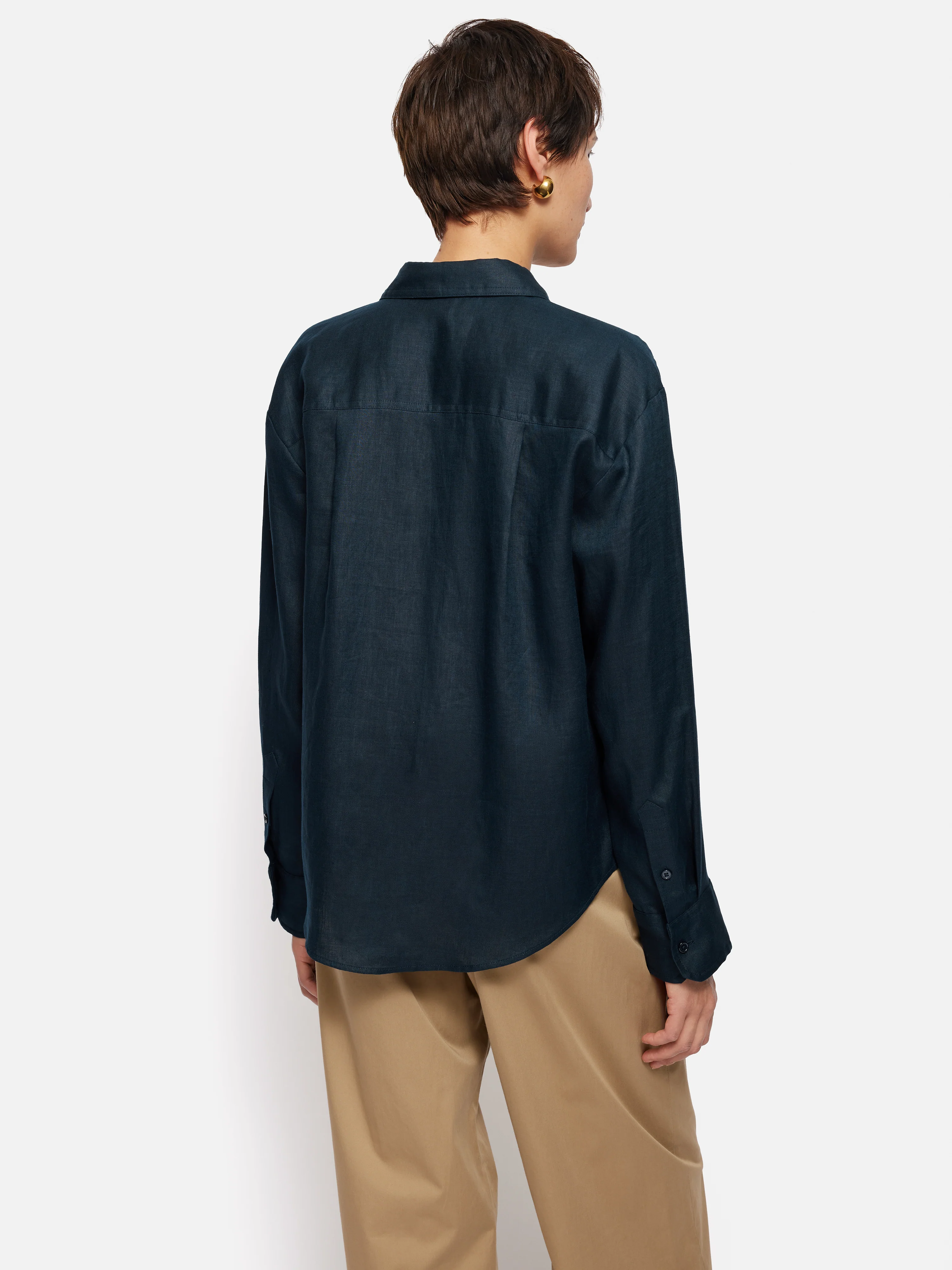 Linen Casual Shirt | Navy - Image 5