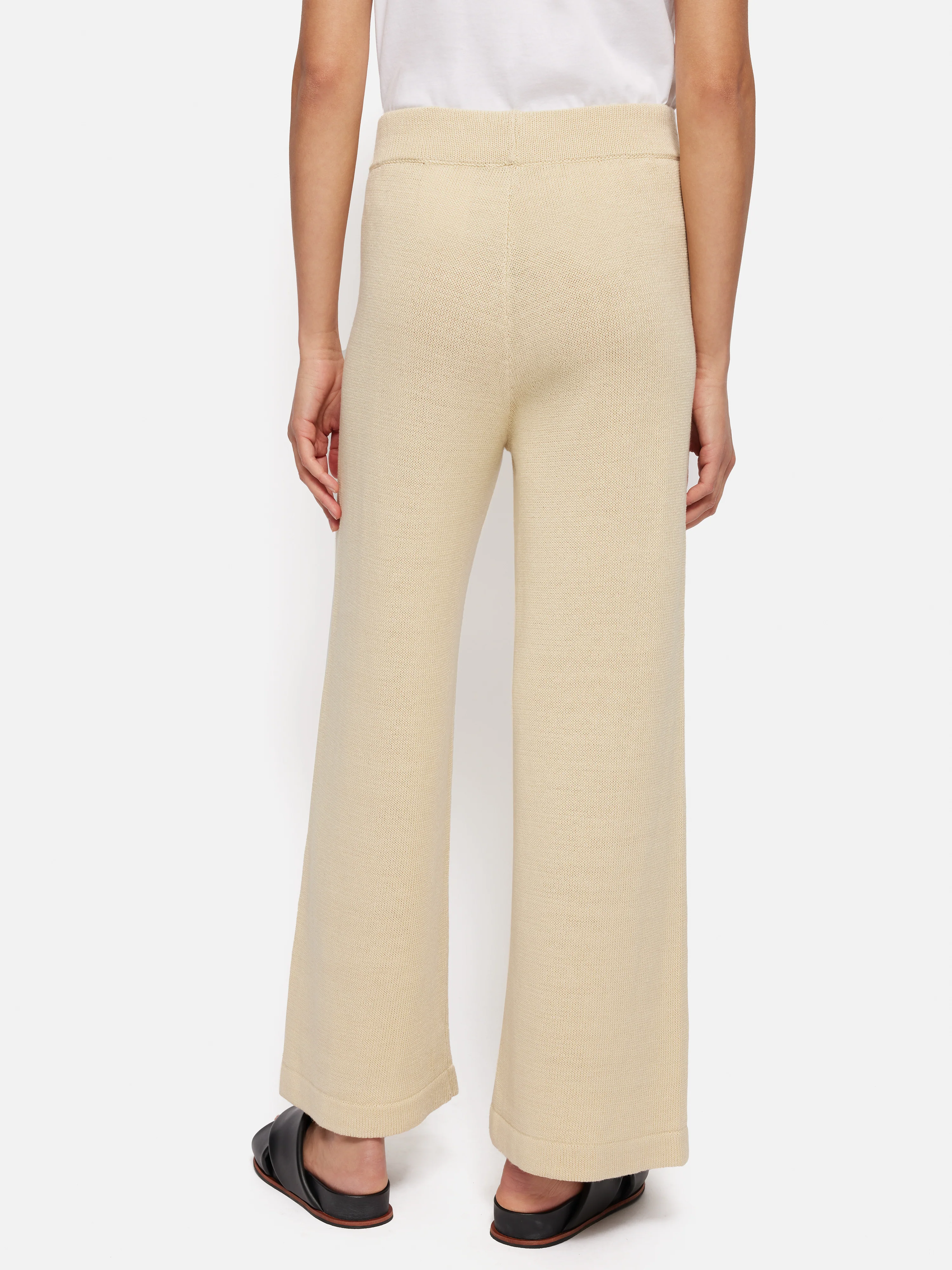 Linen Cotton Knitted Trouser | Cream - Image 5