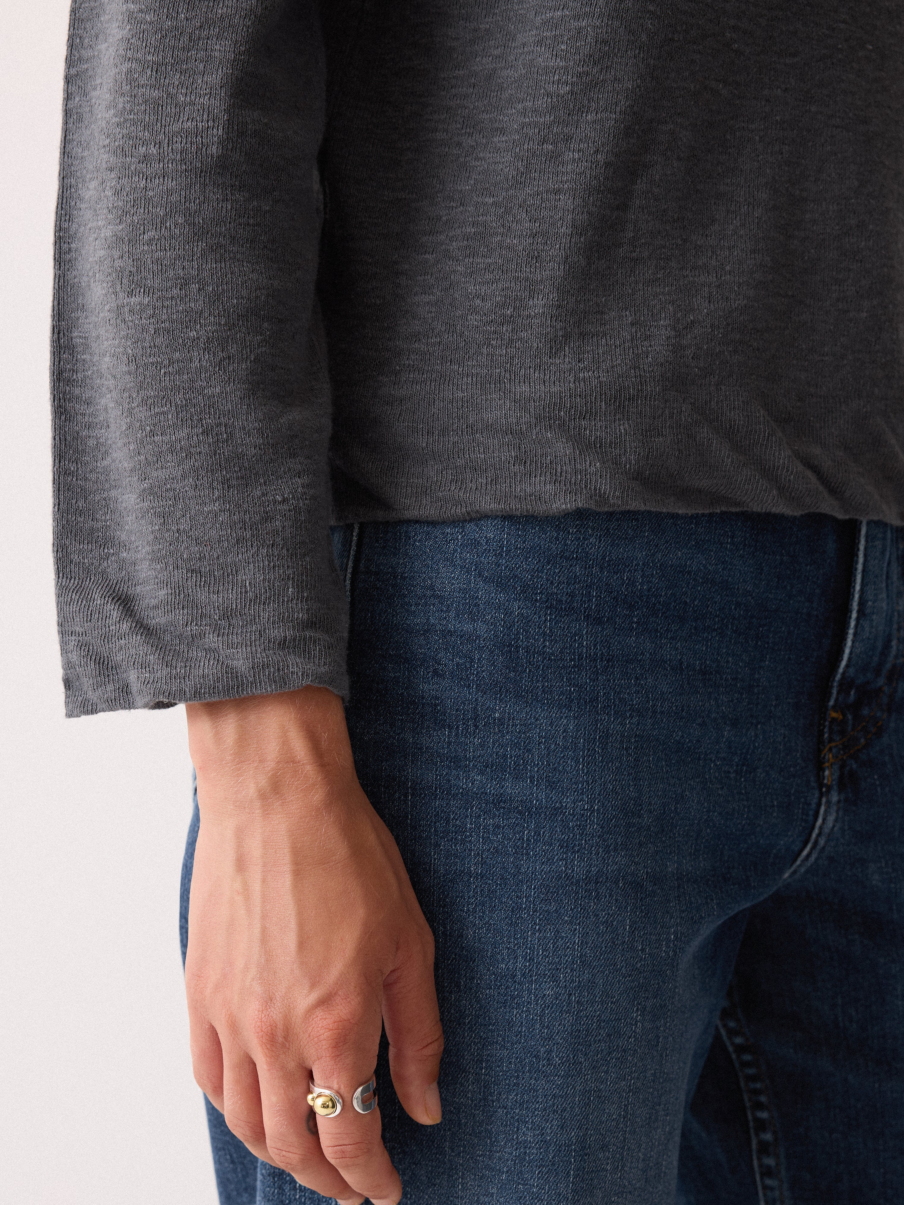 Linen Cotton Twist Hem Jumper | Grey - Image 3