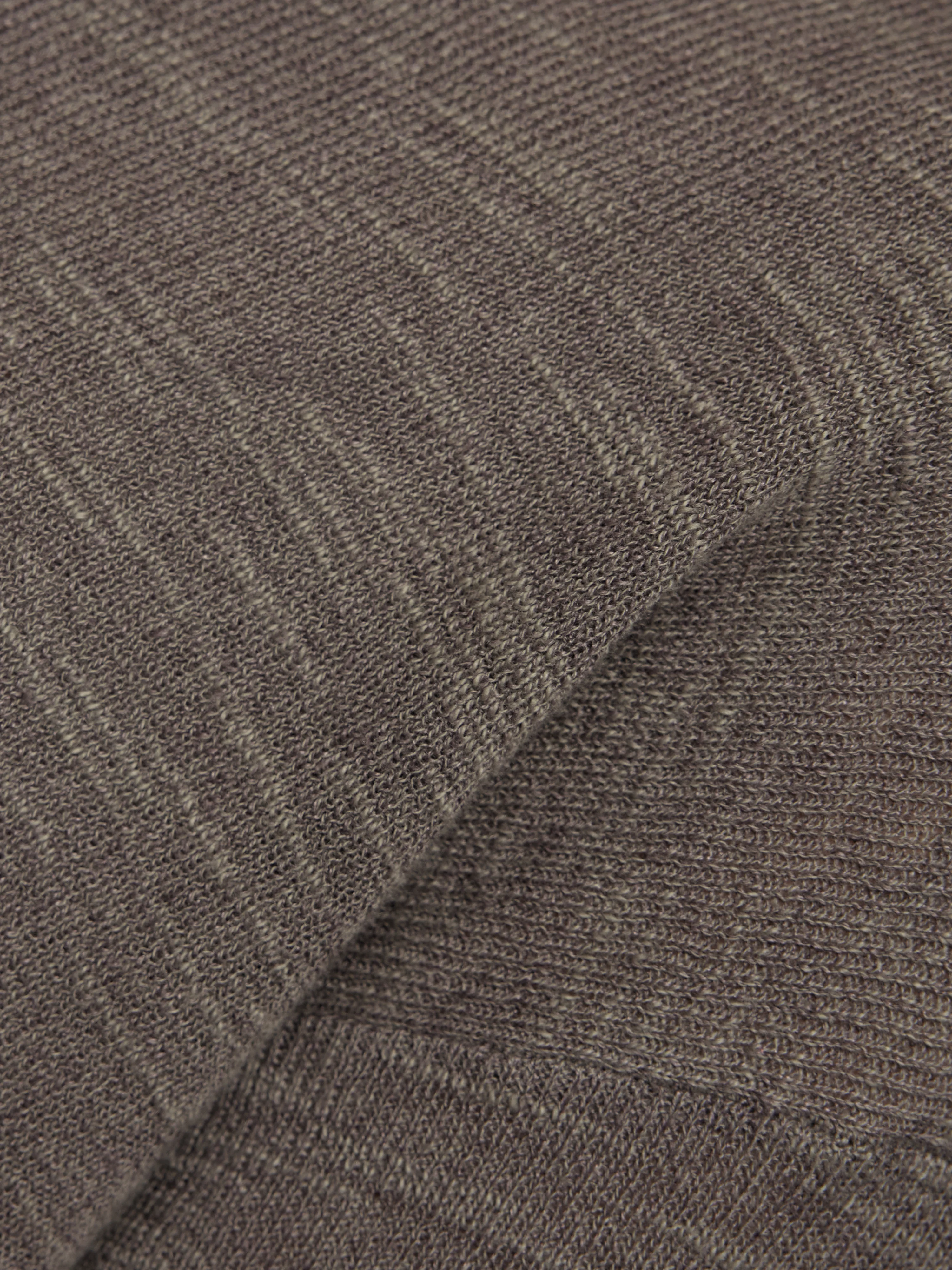 Linen Cotton V Neck Jumper | Brown - Image 6