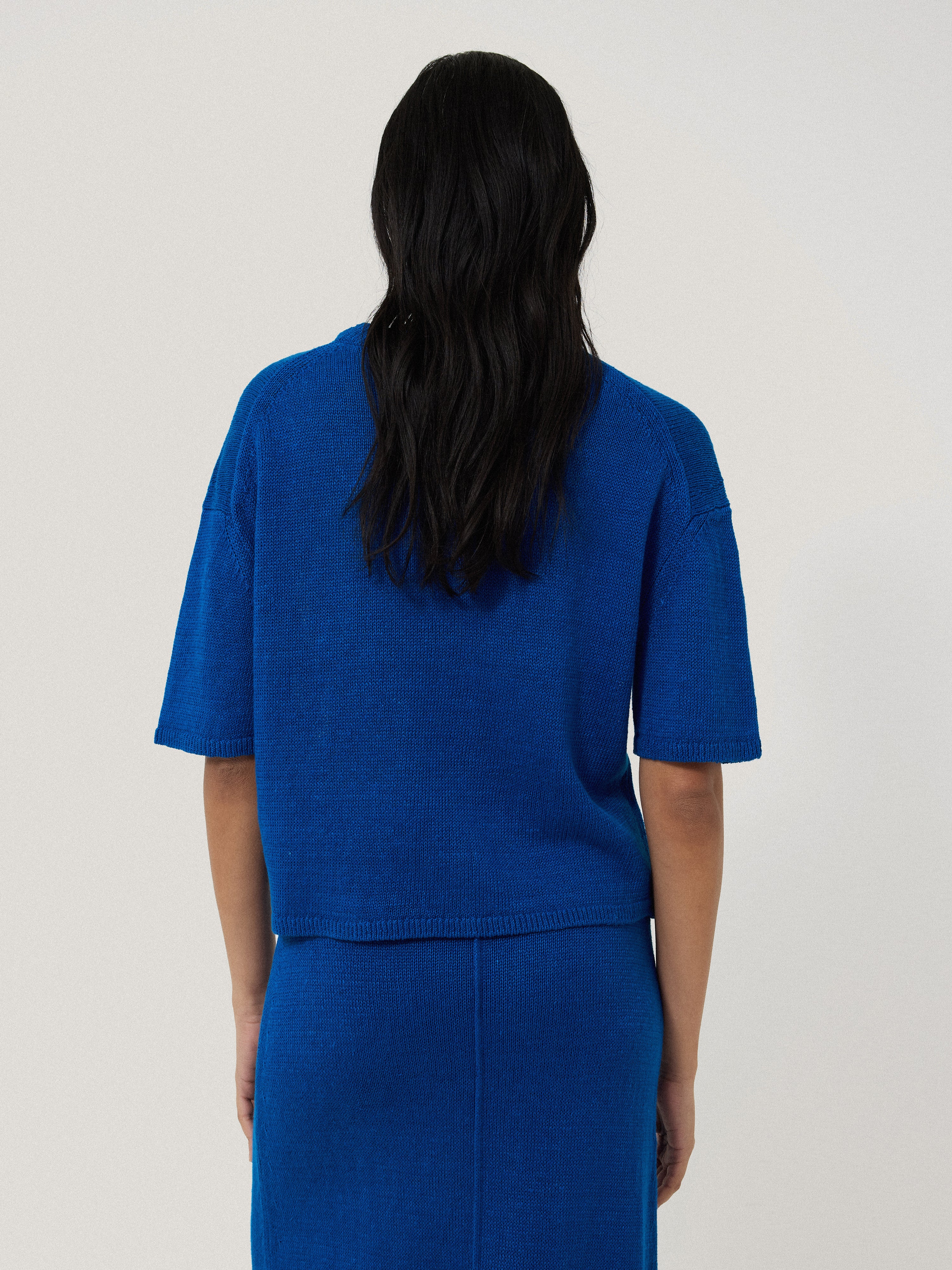 Linen Knitted Top | Blue - Image 4