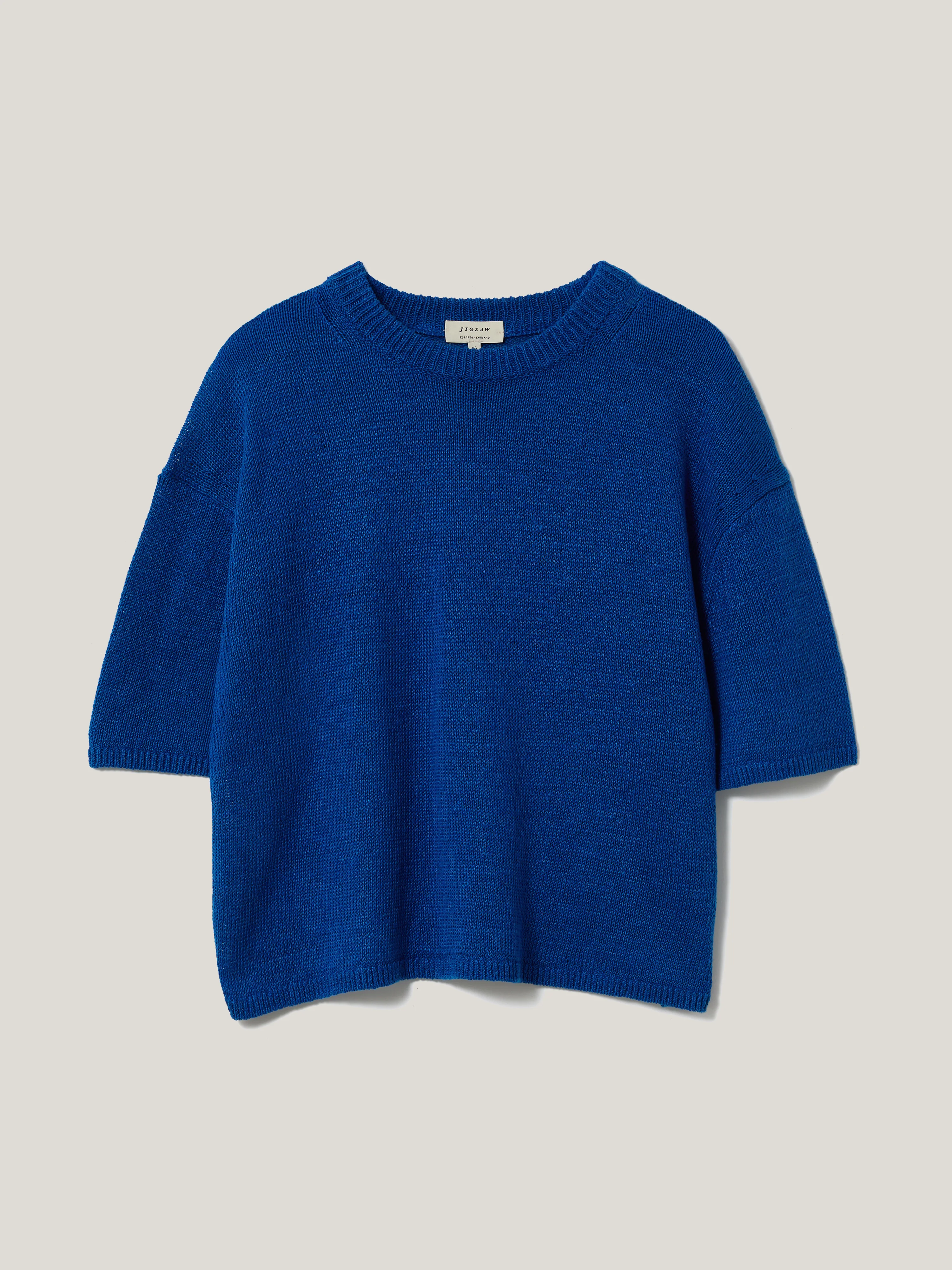 Linen Knitted Top | Blue - Image 7