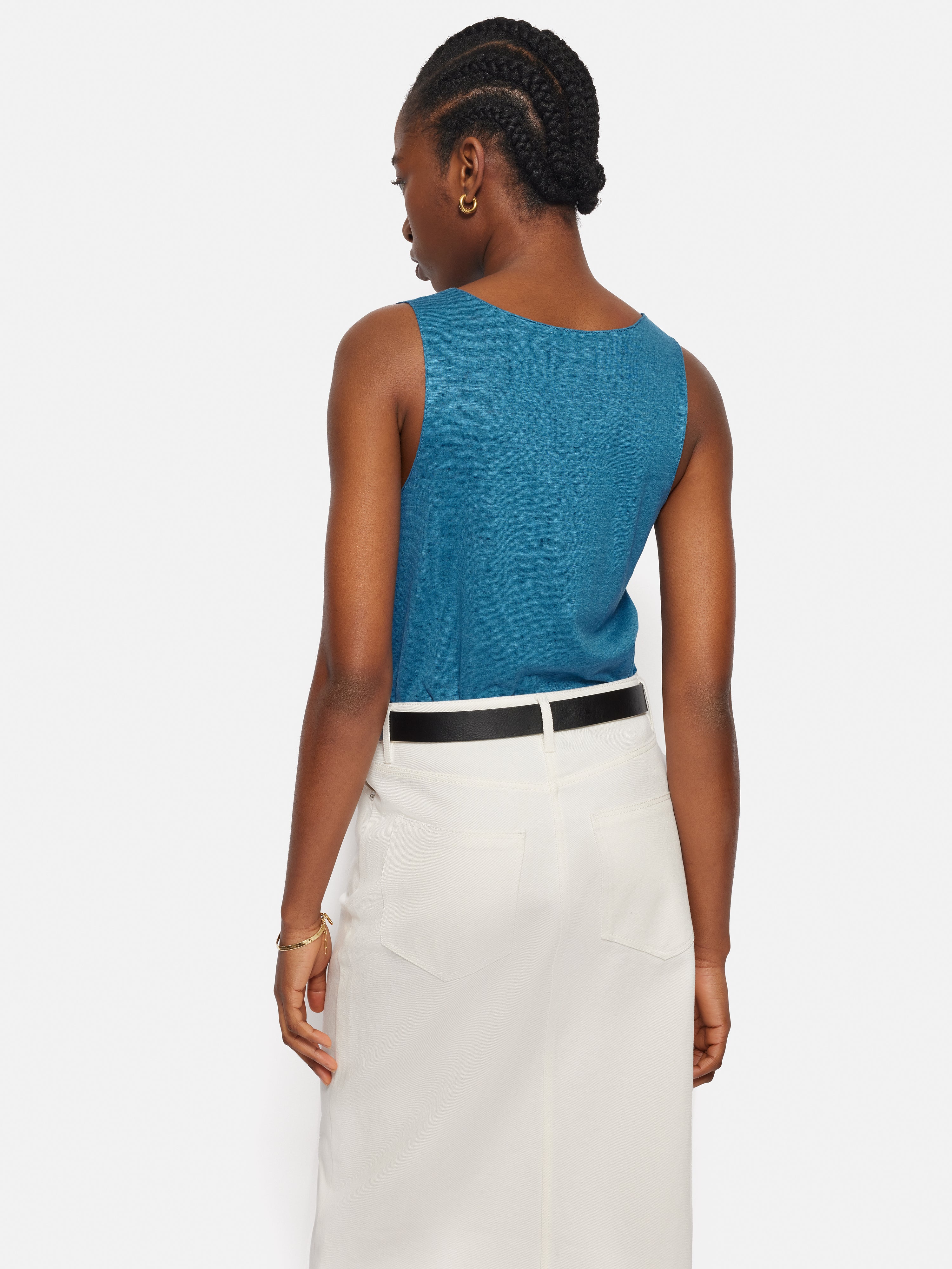 Linen Layering Vest | Blue - Image 4