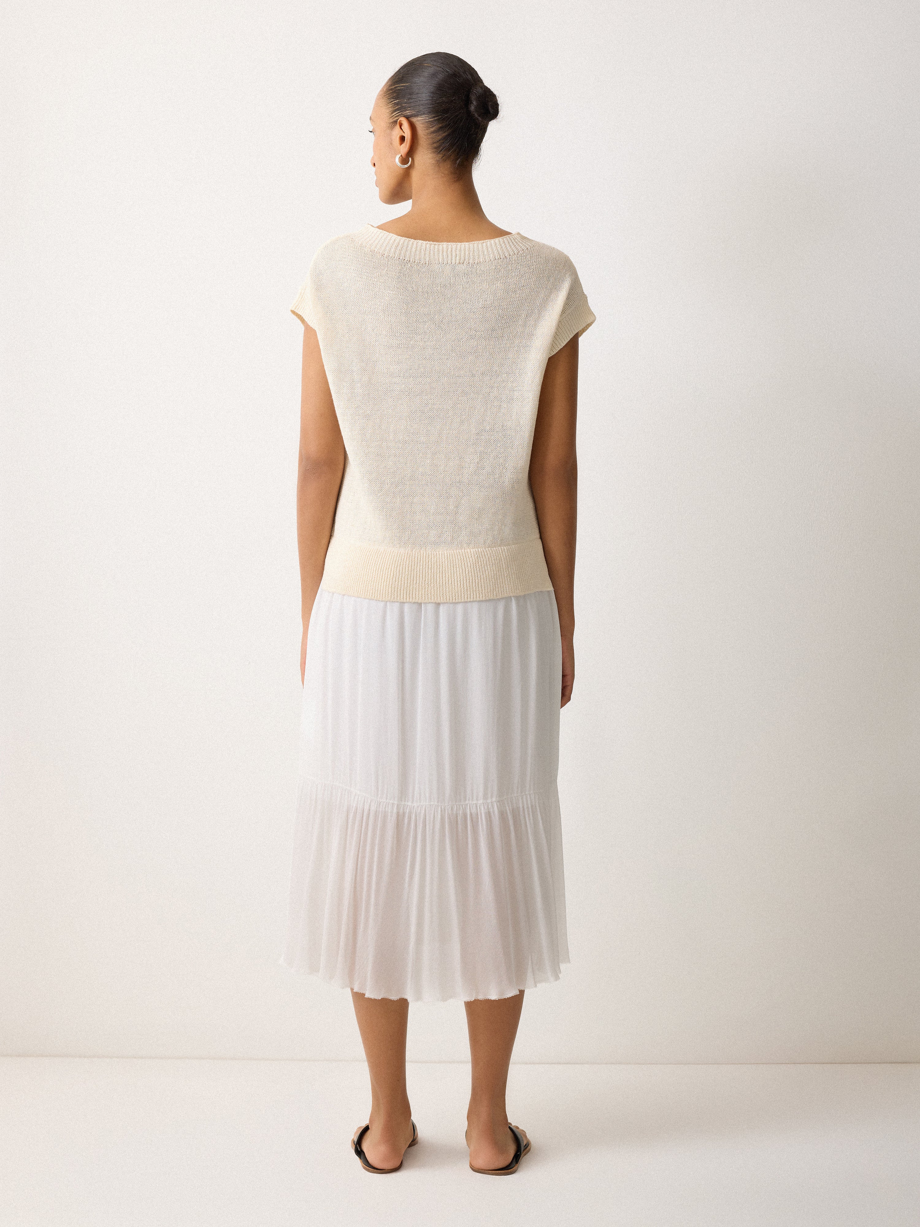 Linen Mixed Media Dress | Neutral - Image 4