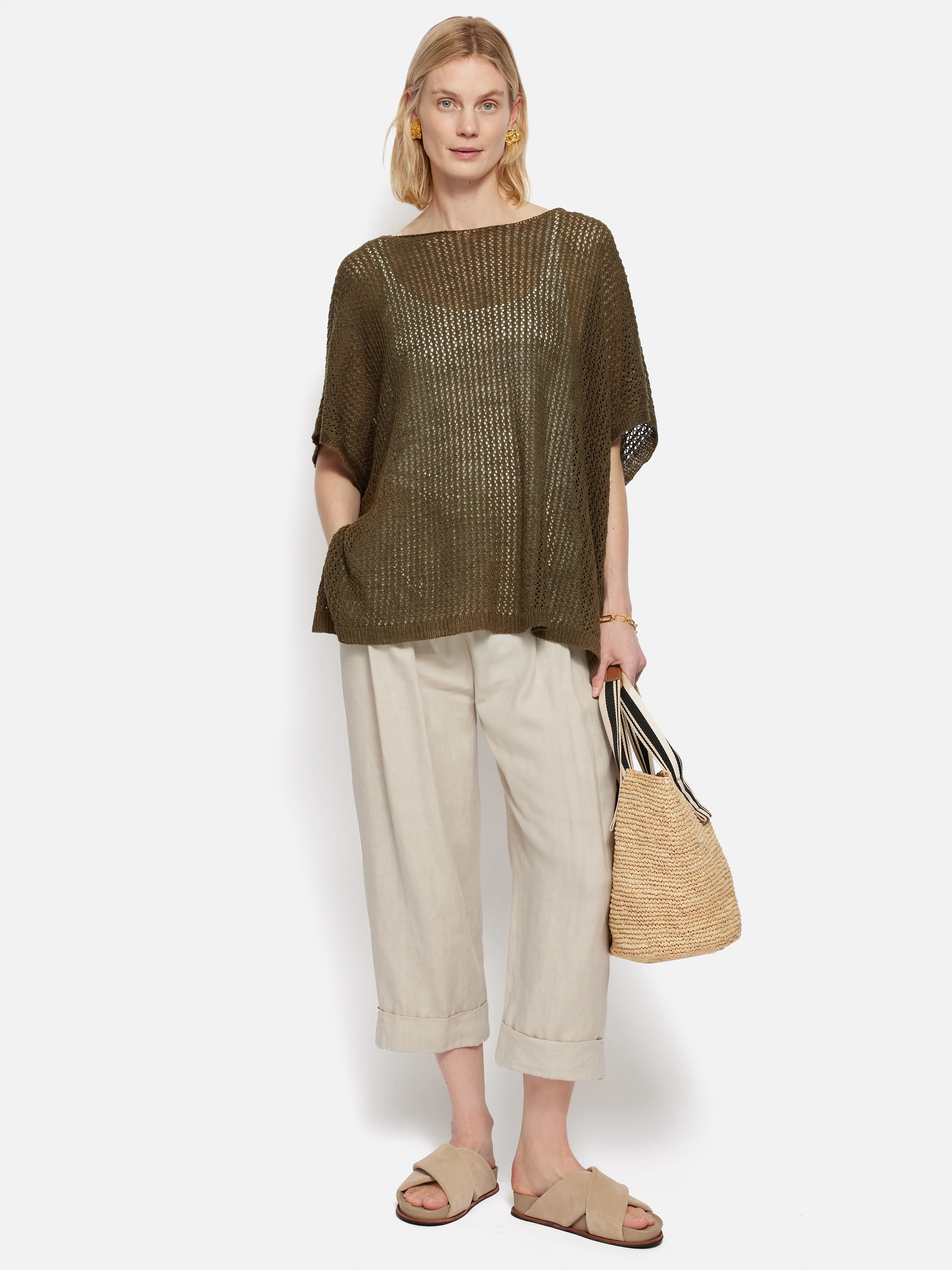 Linen Poncho | Khaki - Image 3