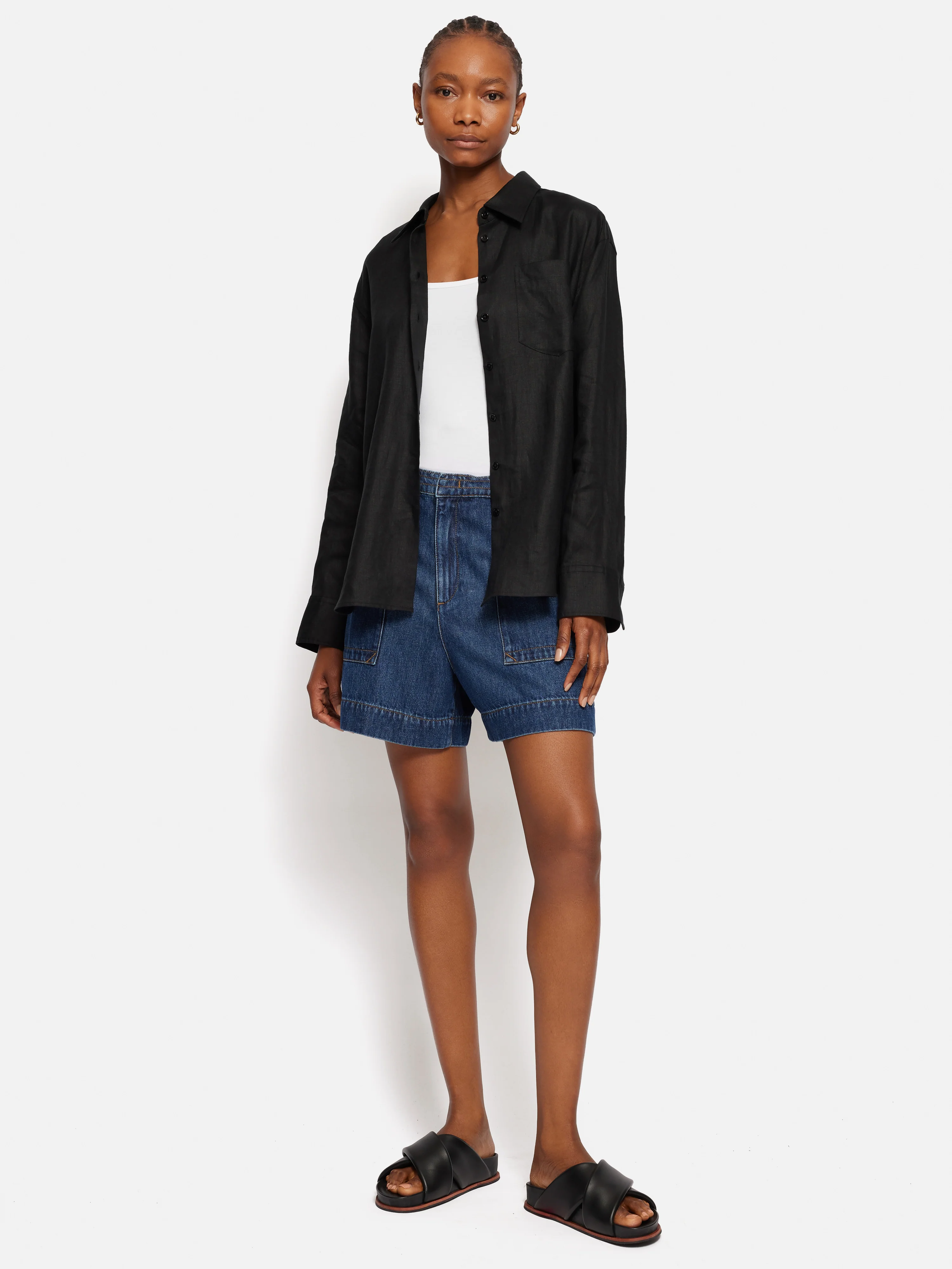 Linen Relaxed Shirt | Black - Image 3